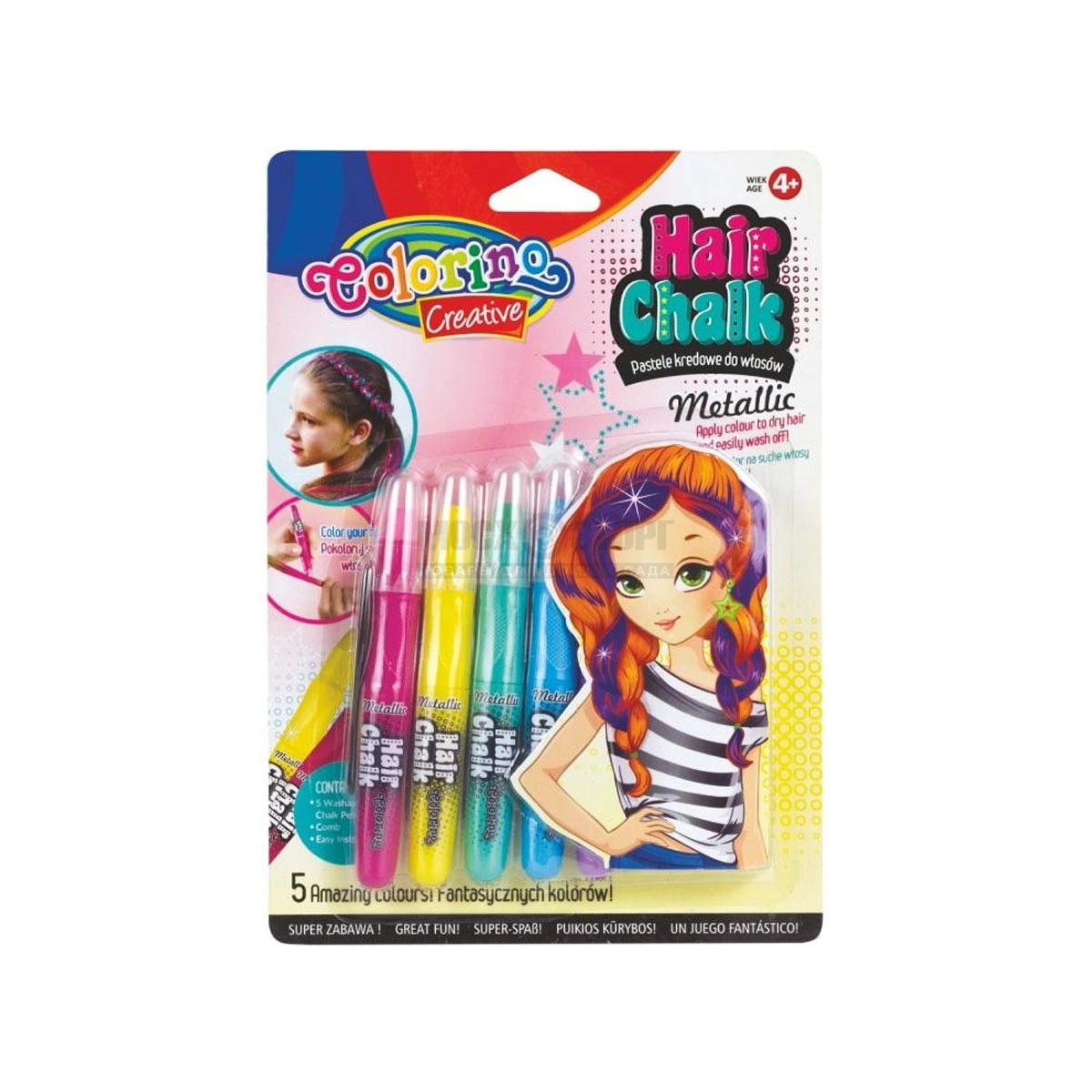 COLORINO CREATIVE kreidelės plaukams 5 metalo atspalvių, 68680PTR