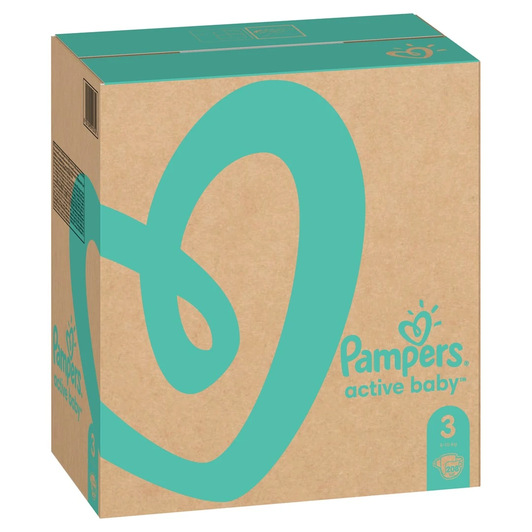 Pampers ABD mėnesinė dėžutė S3 208 vnt.
