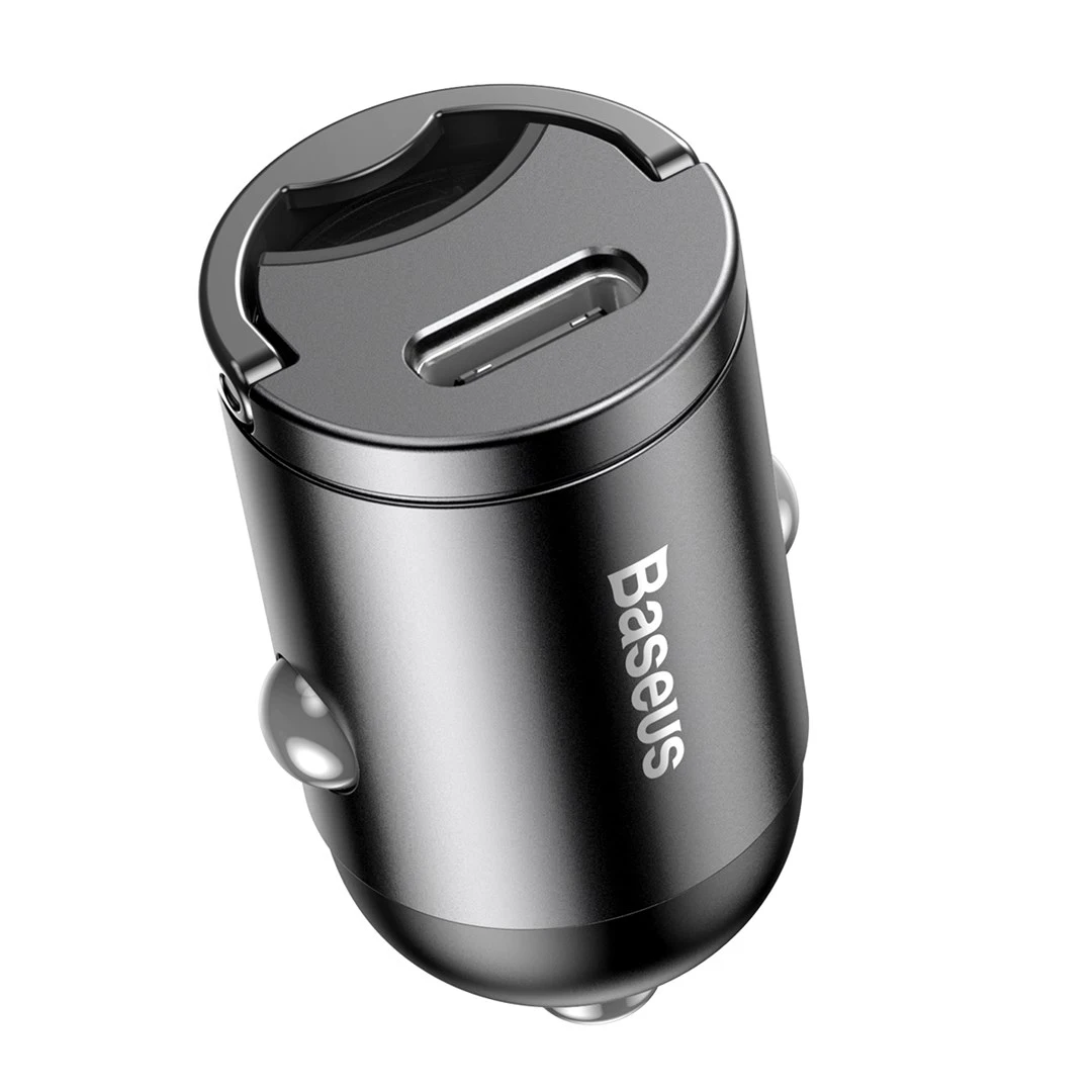 Baseus Tiny Star USB-C, QC 4.0+, PD, 30 W mini automobilinis įkroviklis (pilkas)