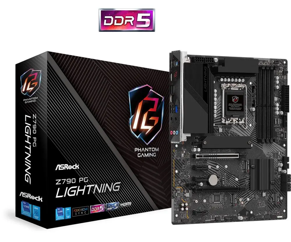 Pagrindinė plokštė|ASROCK|Intel Z790|LGA1700|ATX|Atmintis DDR5|Atminties lizdai 4|3xPCI-Express 3.0 1x|1xPCI-Express 4.0 16x|1xPCI-Express 5.0 16x|4xM.2|1xHDMI-Indio|1xOxA| 1xMikrofonas|1xUSB 2.0|6xUSB 3.2|1xUSB-C|1xRJ45|Z790PGLIGHTNING