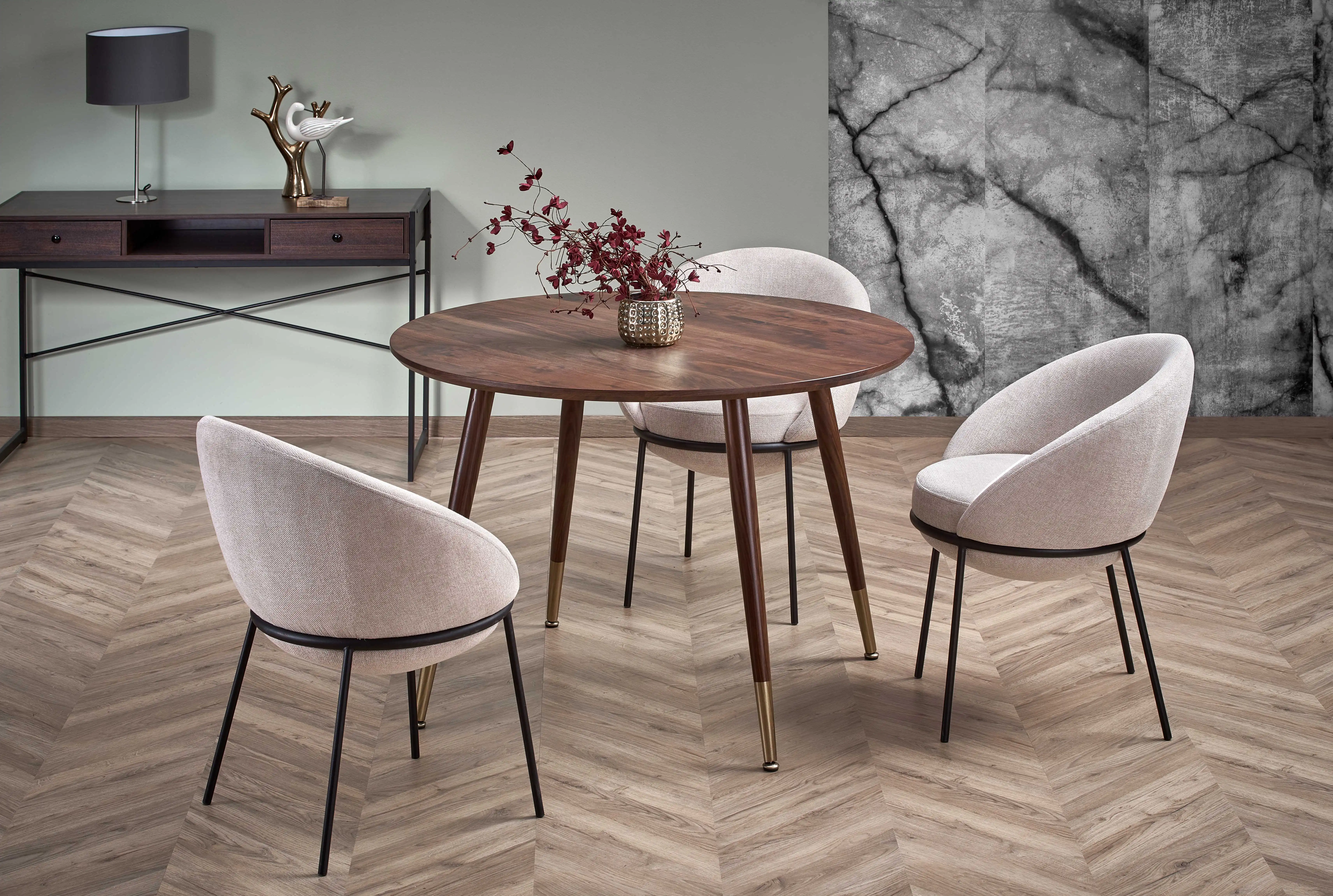 Valgomojo stalas DOMENICO riešutas, aukso