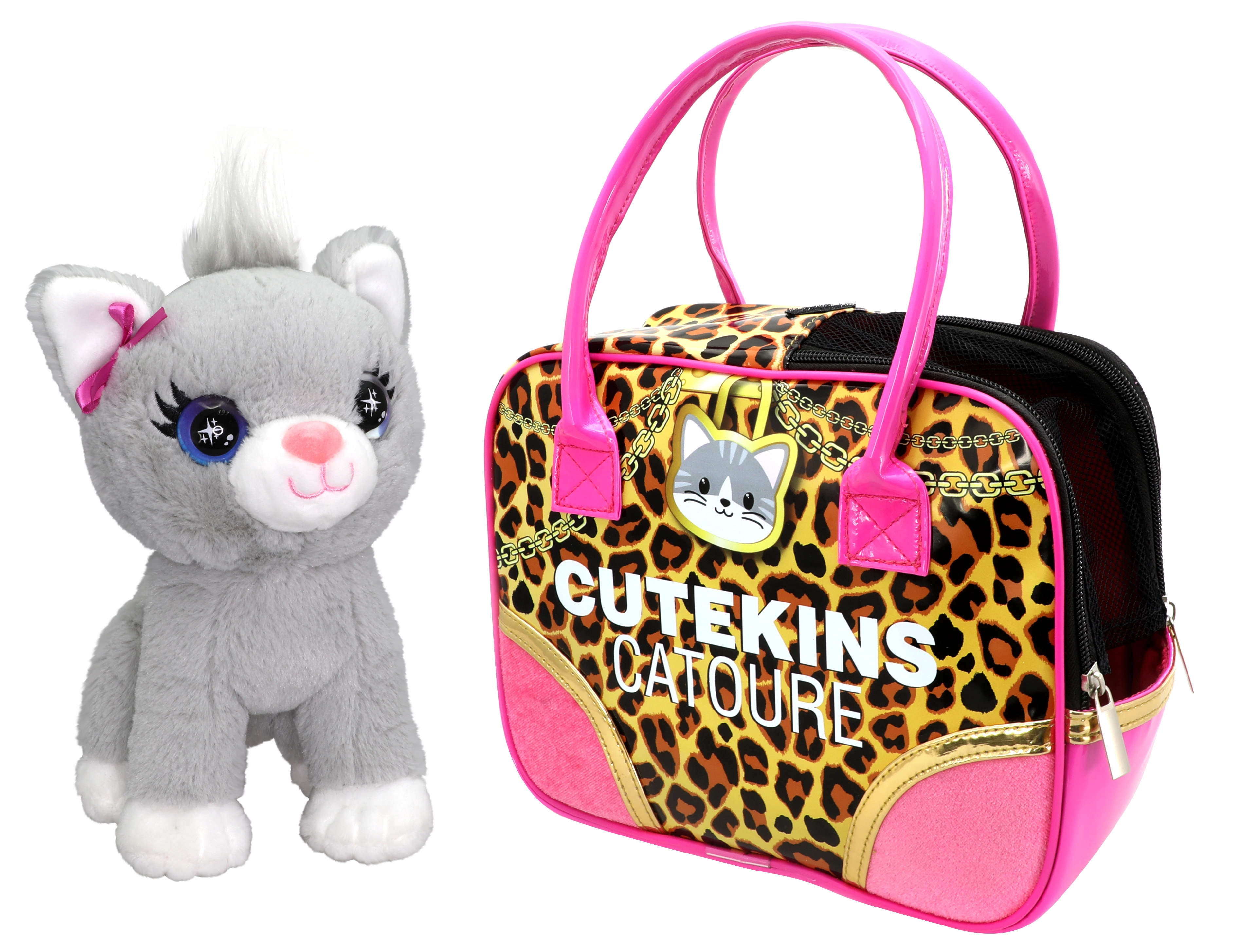 CUTEKINS pliušinis žaislas Katytė su nešiojamuoju krepšiu, 35044