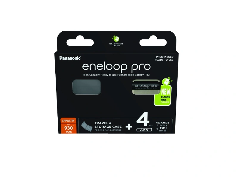 Įkraunamos baterijos Panasonic ENELOOP Pro BK-4HCDEC4BE, 930 mAh, 500 (4xAAA) dėžutėje