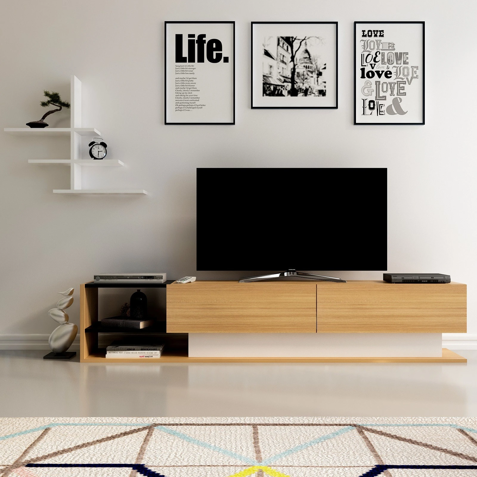 TV blokas, Hanah Home, balta Tiko, 180 x 40 x 30, cm