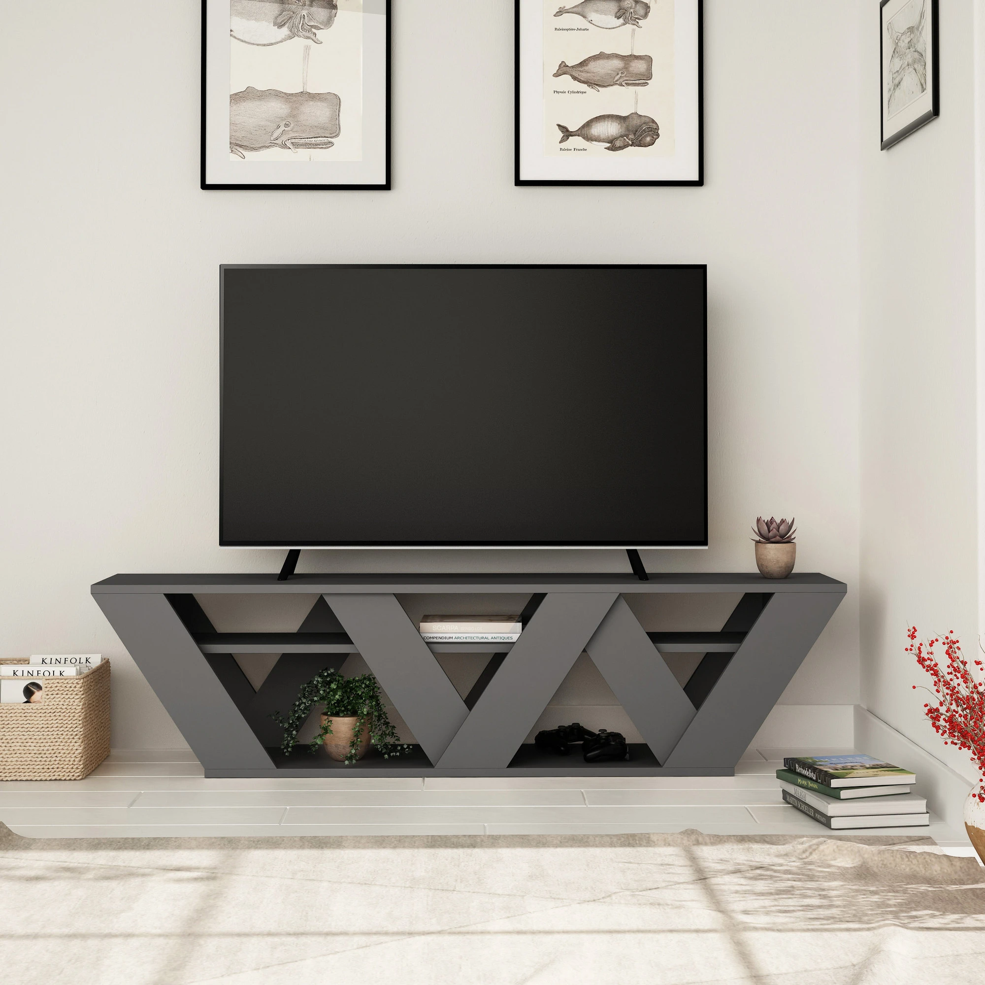 TV stovas, Hanah Home, antracitas, 158 x 40 x 30, cm