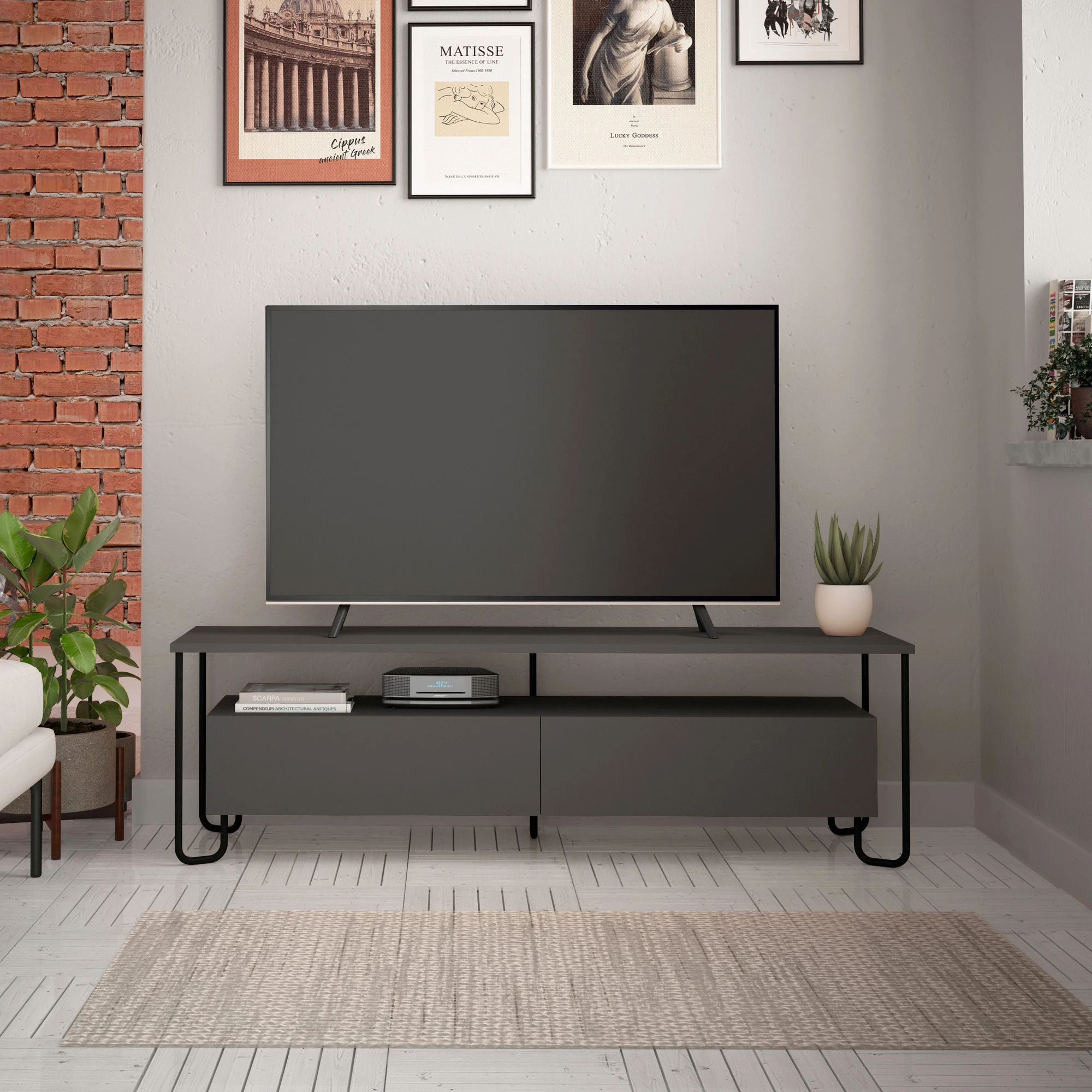 TV stovas, Hanah Home, antracitas, 150 x 45 x 42, cm