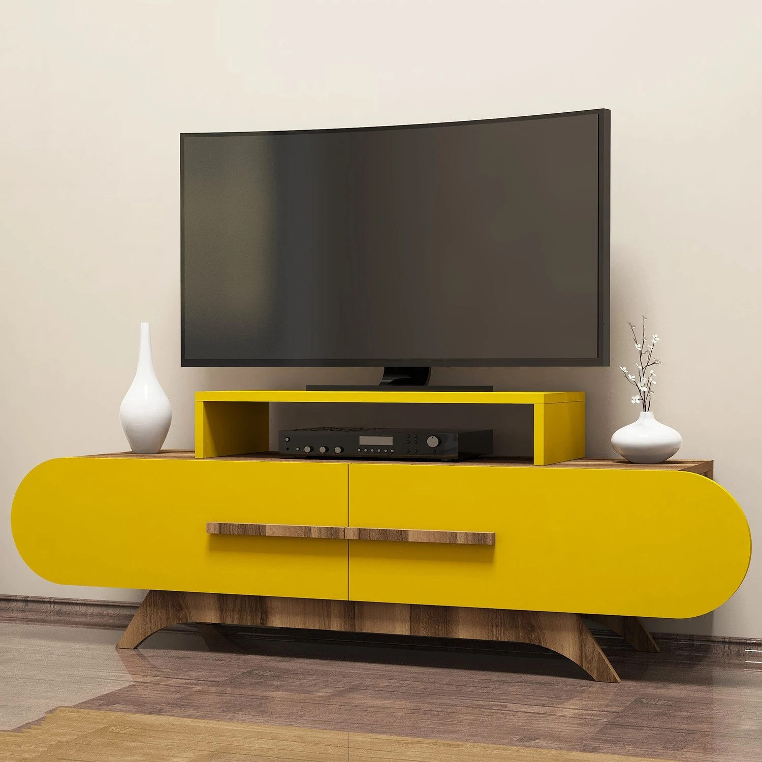 TV stovas, Hanah Home, graikinis riešutas Geltona, 145 x 49,8 x 36,8, cm
