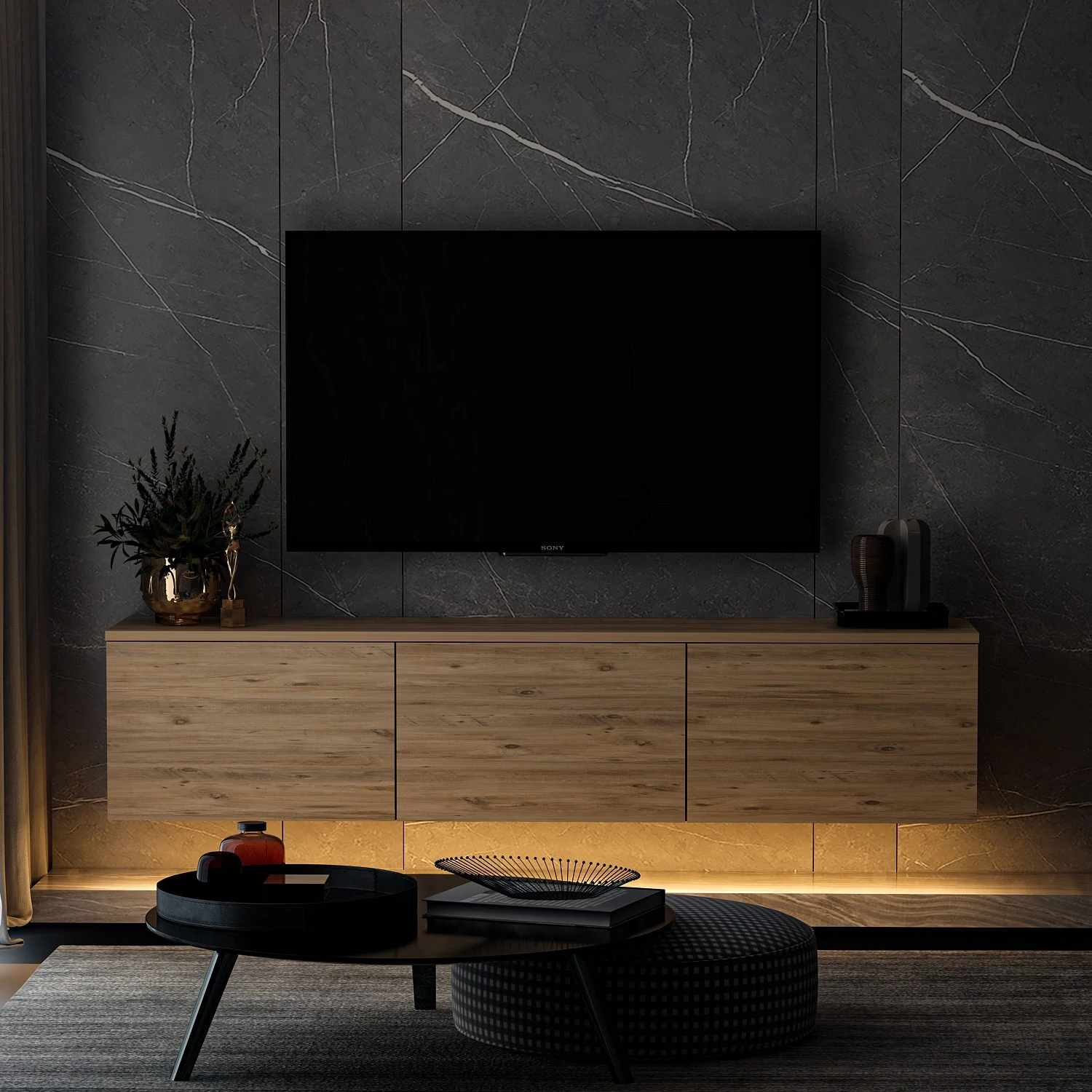 TV stovas, Hanah Home, Atlanto pušis, 160 x 35 x 32, cm