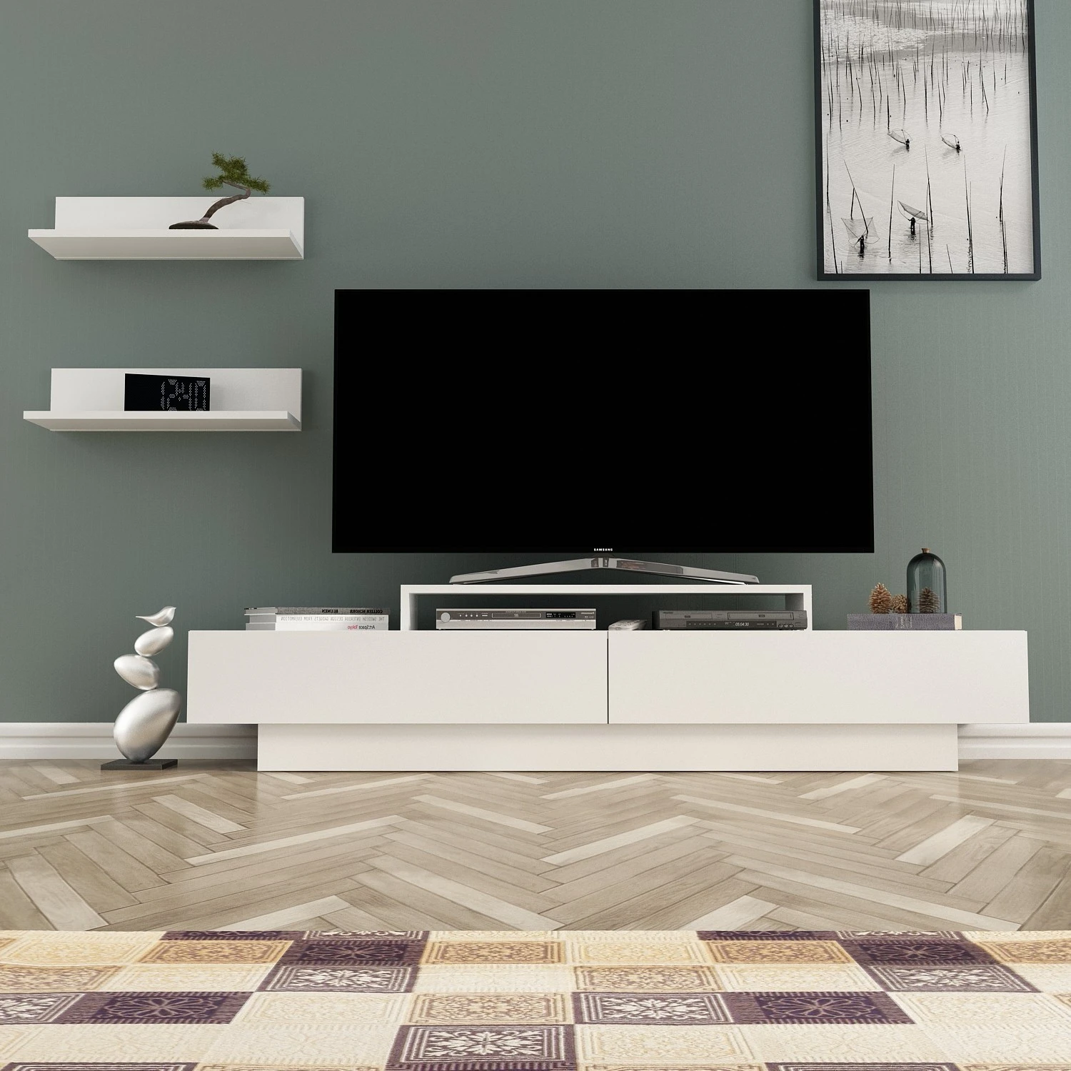 TV blokas, Hanah Home, baltas, 180 x 40 x 31, cm