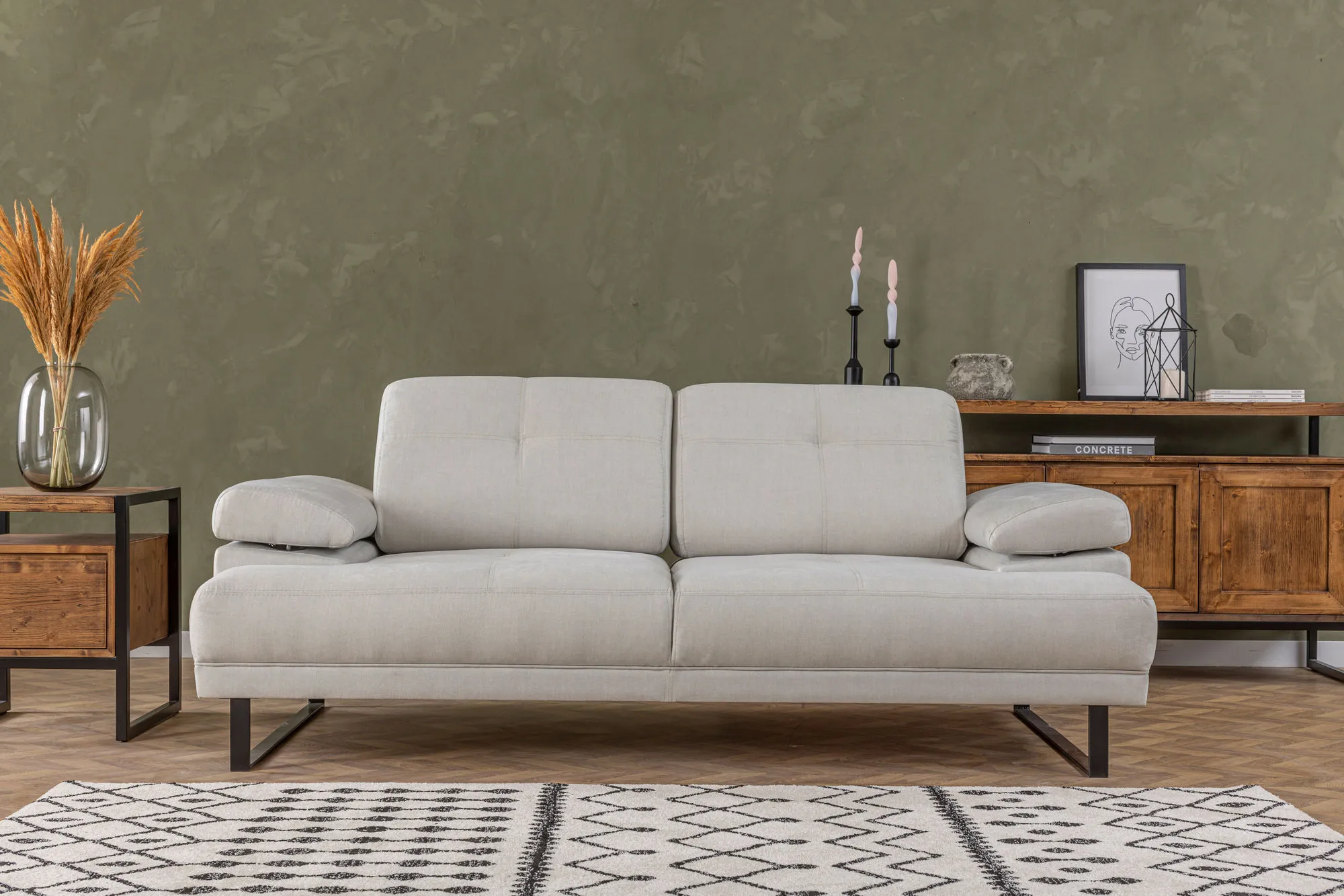 Dvivietė sofa-lova Hanah Home Mustang, balta, 99 x 83 x 199