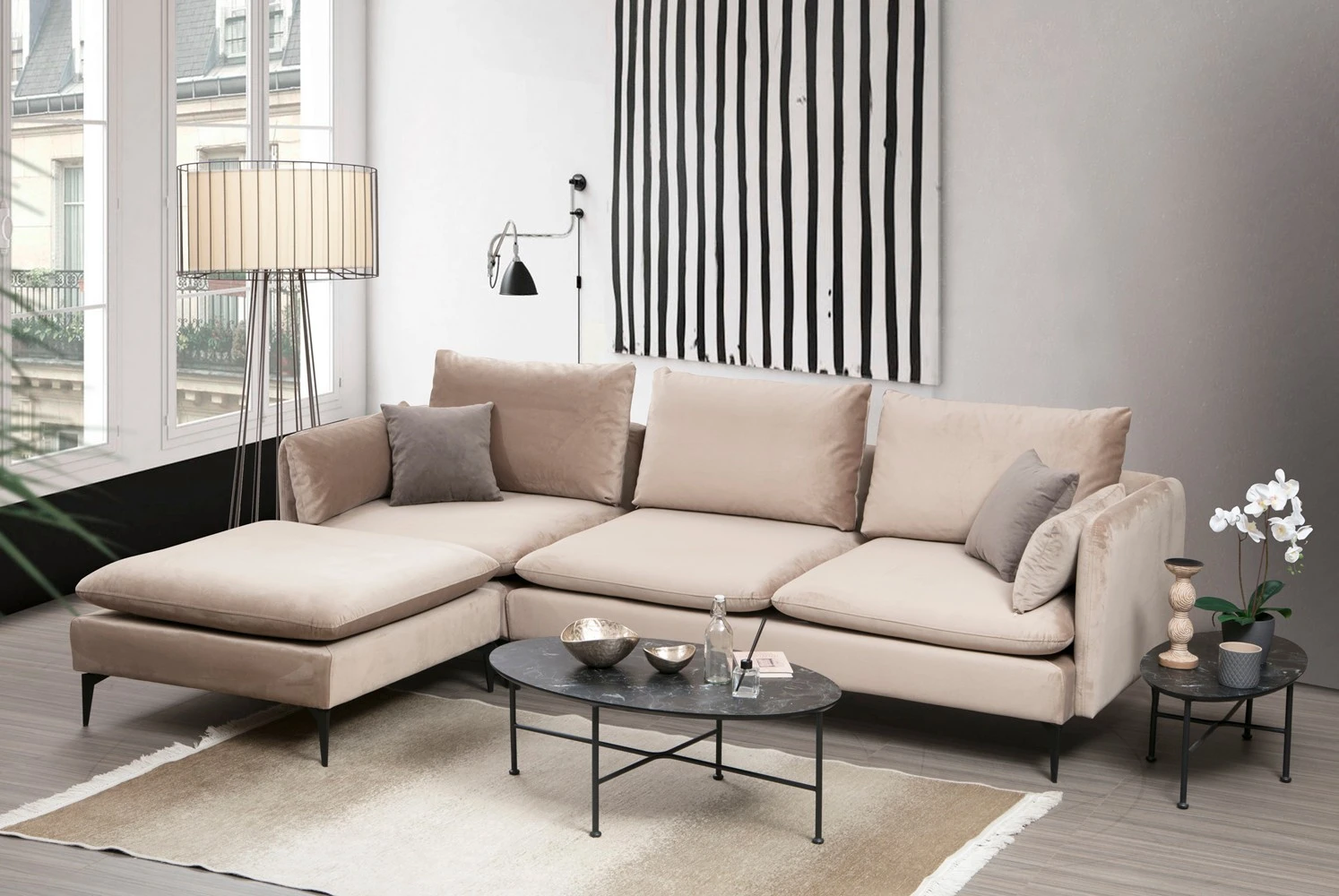 Kampinė sofa Hanah Home Felix kampinė, smėlio spalvos