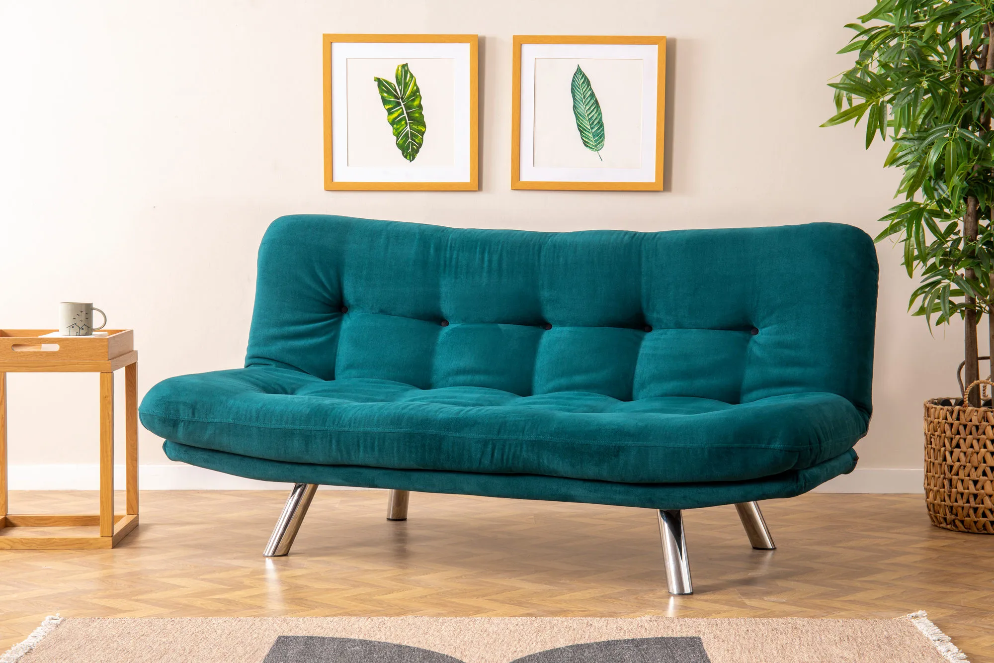 Trijų vietų sofa-lova Hanah Home Misa, benzino žalia, 71 x 71