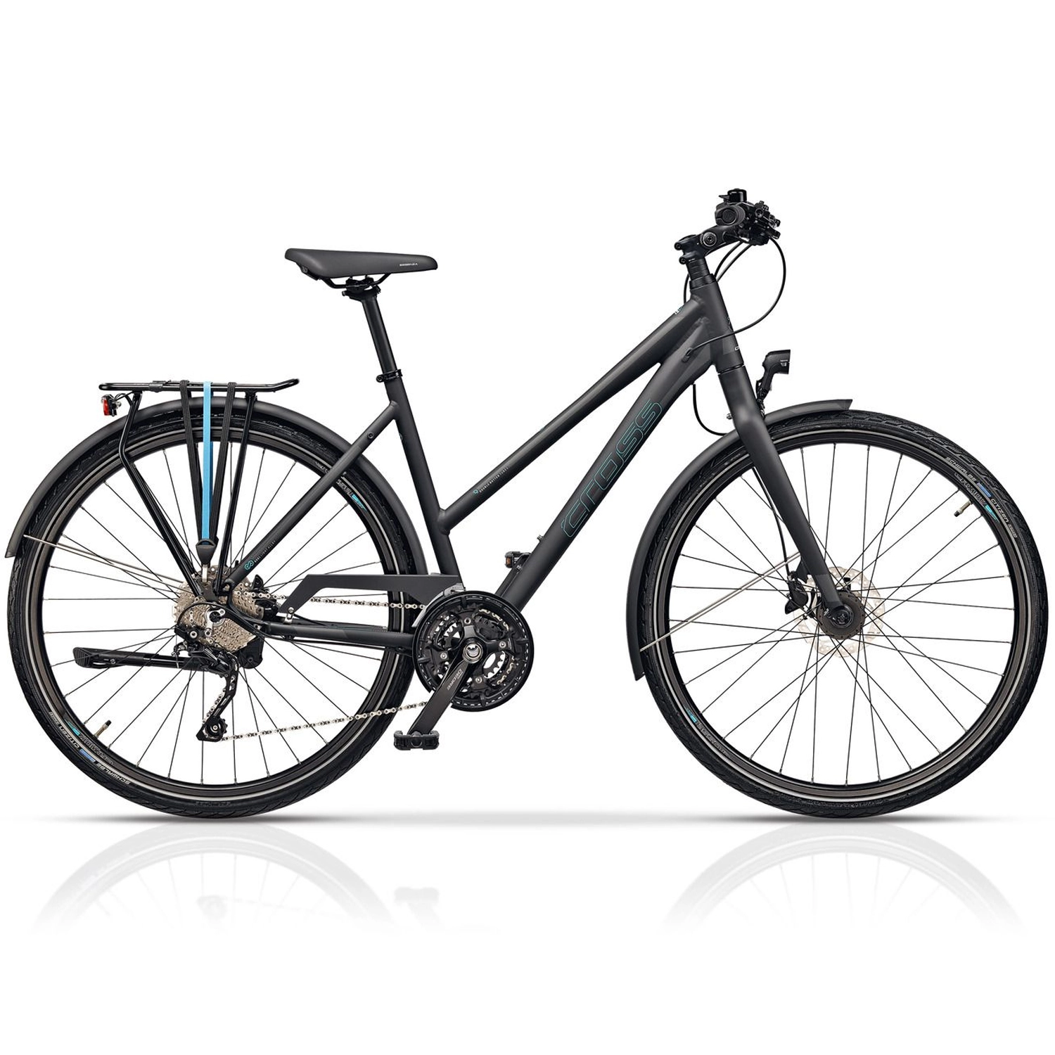 Dviratis CROSS QUEST Trek Lady 28" 30G dydis 18" (45cm) (juoda matinė)