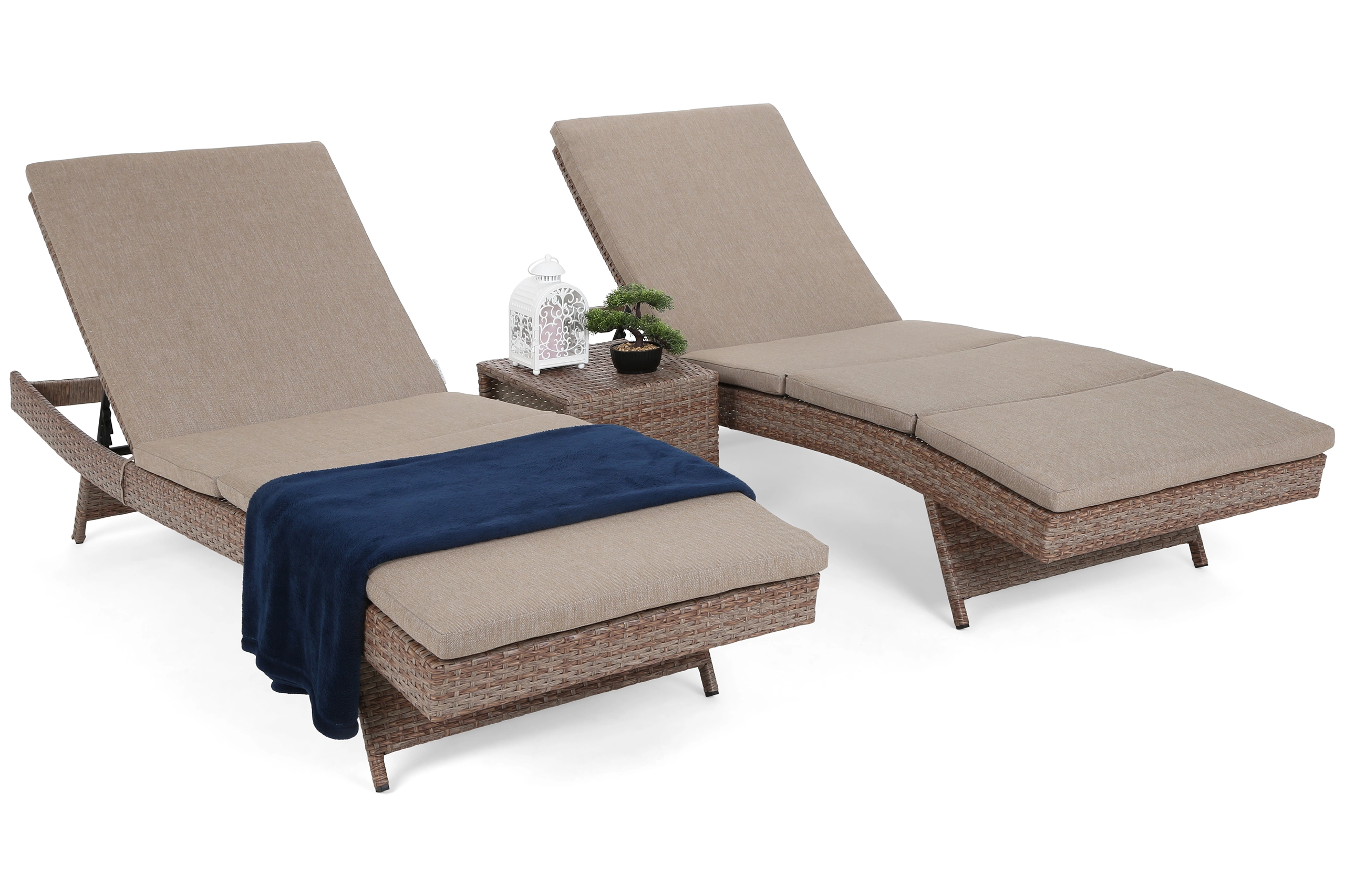 Gultų su staliuku rinkinys Bora Bora, šviesiai rudas