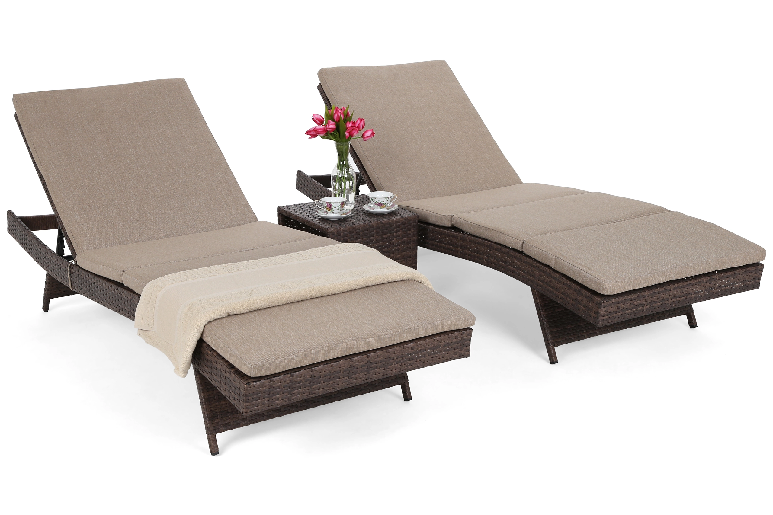 Gultų su staliuku rinkinys Bora Bora, tamsiai rudas