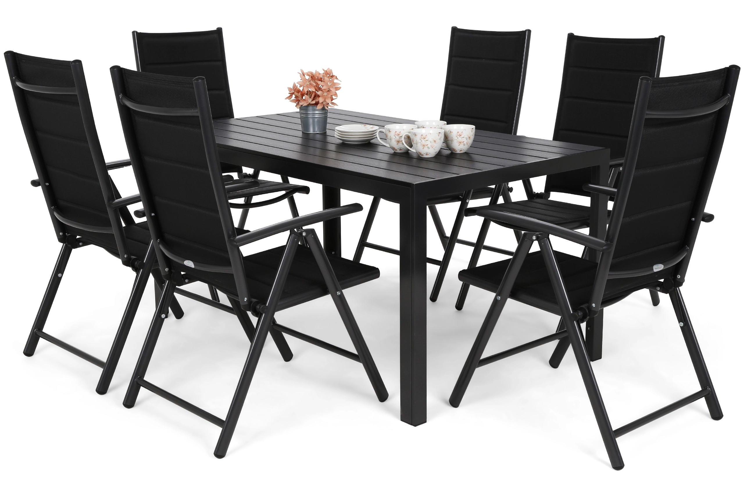 Lauko baldų komplektas Ibiza 150 cm Aliuminis, juodas