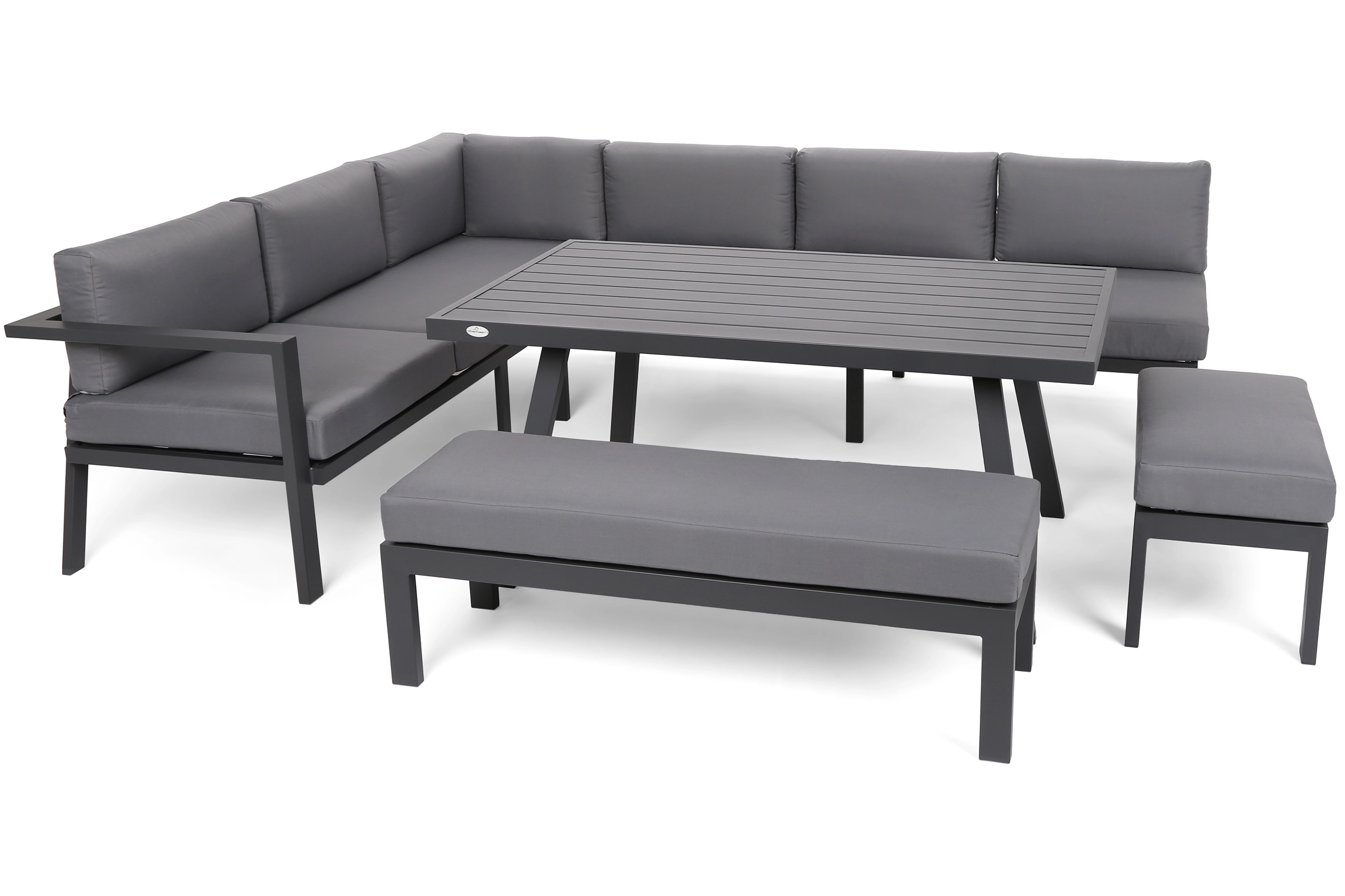 Kampinis lauko baldų komplektas Galapagos, aliuminis pilkas