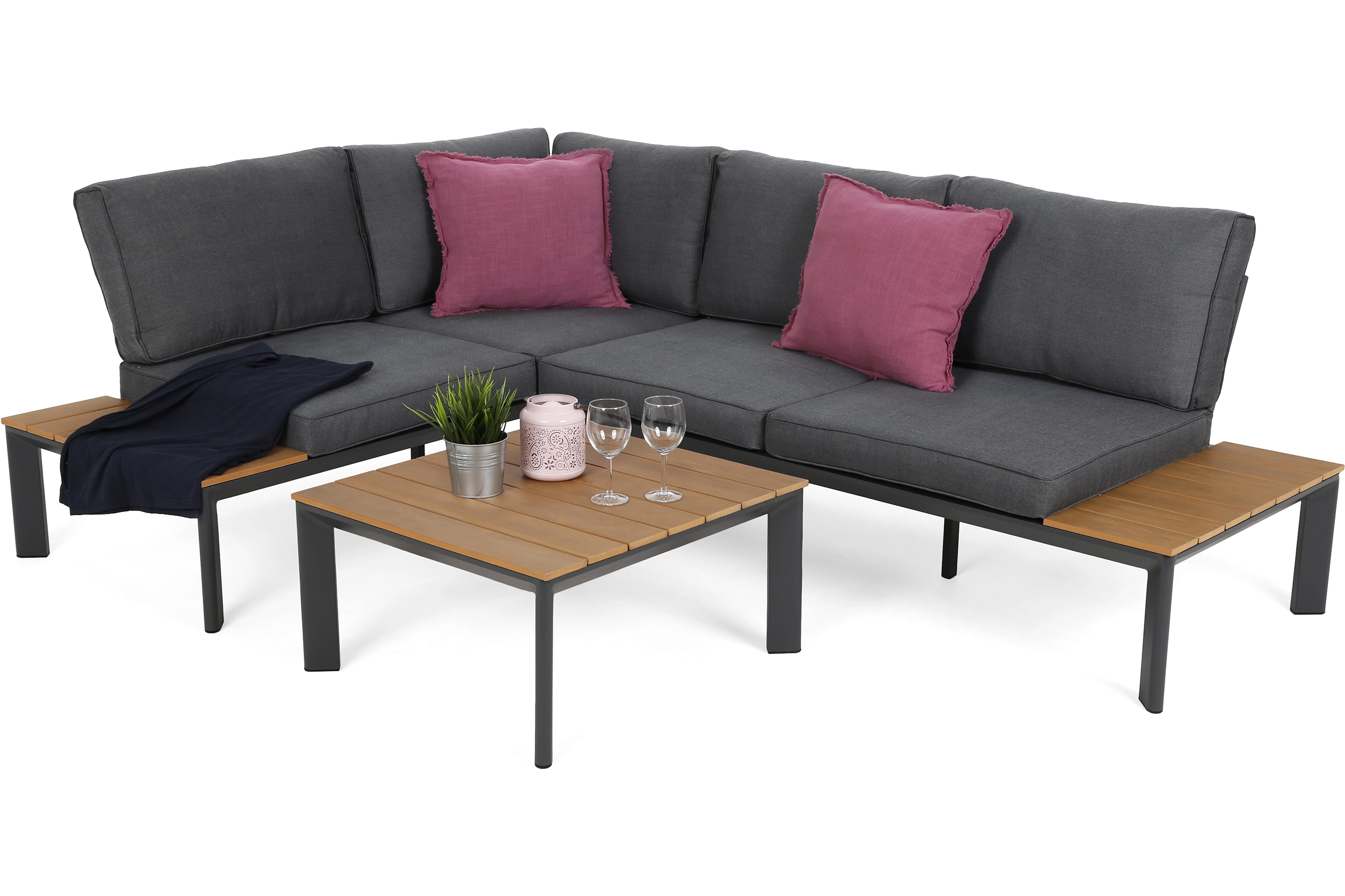 Kampinis sodo baldų komplektas Nicea, Aliuminis Tamsiai pilkas