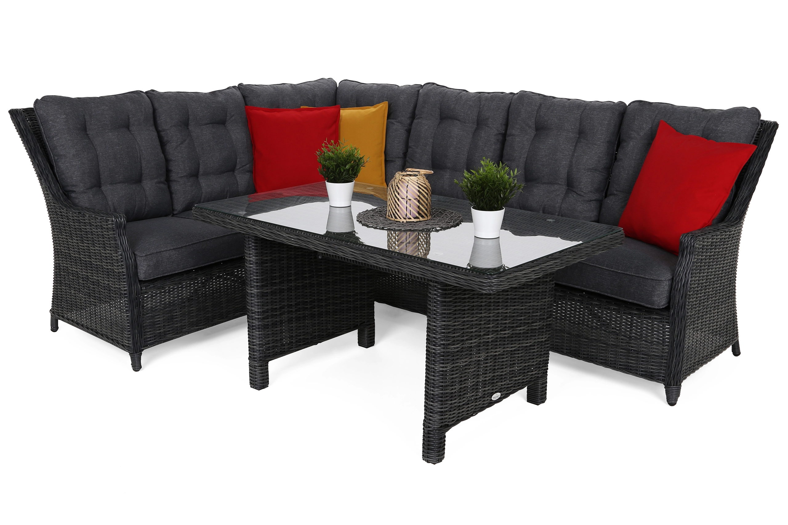 Kampinis sodo baldų komplektas Alicante tamsiai pilkas