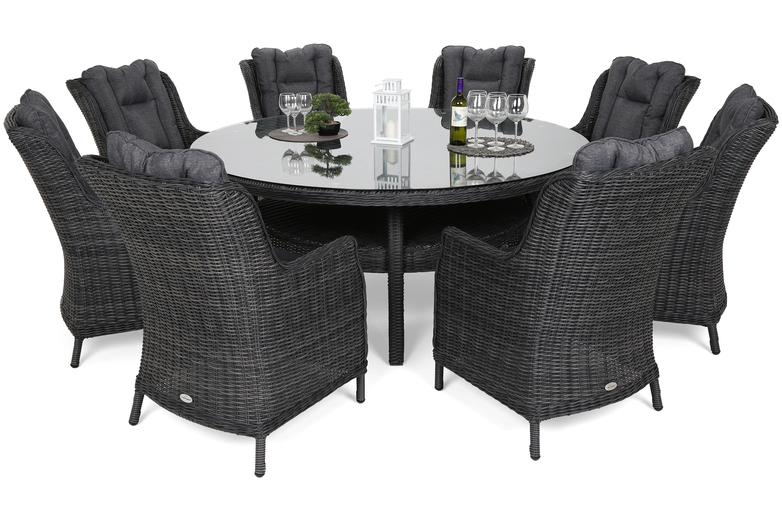 Lauko baldų komplektas Bristol Round Elegant 180 cm Pilkas 8+1