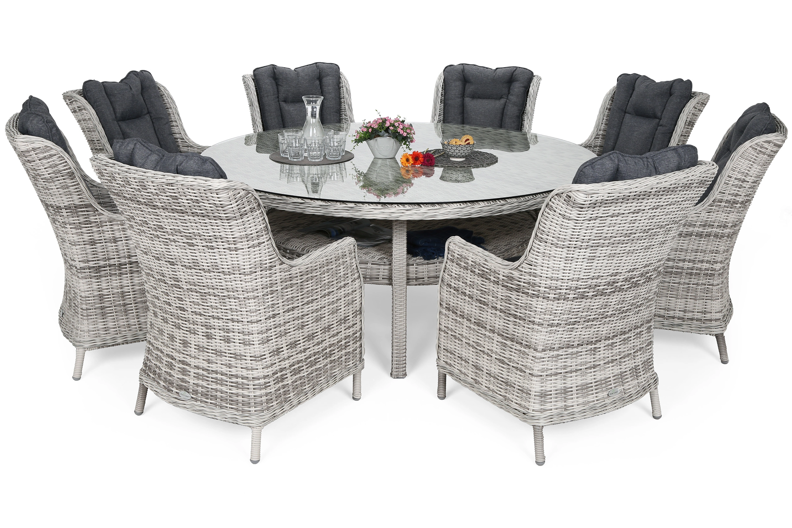 Lauko baldų komplektas Bristol Round Elegant 180 cm Šviesiai Pilkas 8+1