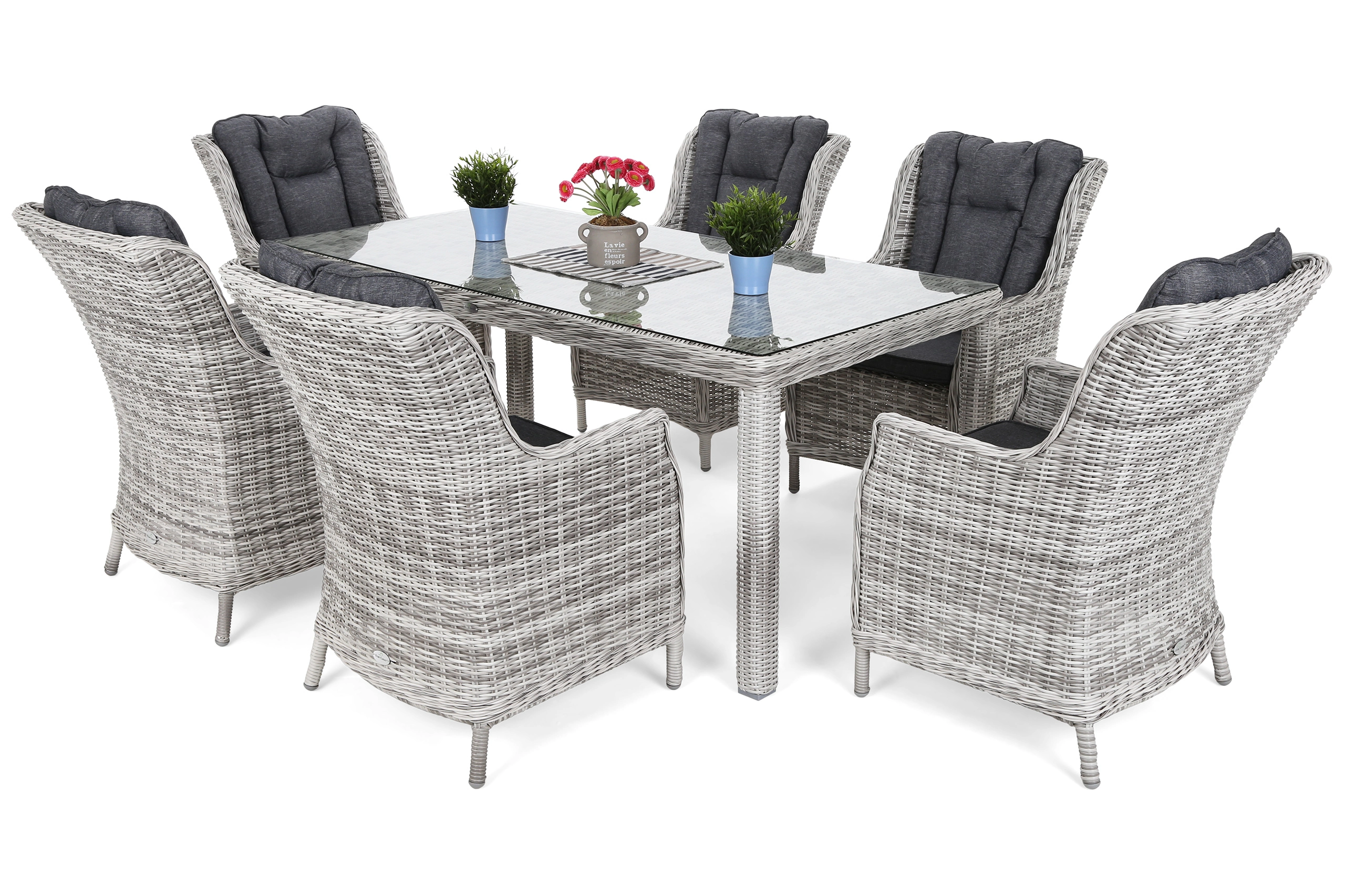 Lauko baldų komplektas Bristol 180 cm Šviesiai Pilkas 6+1