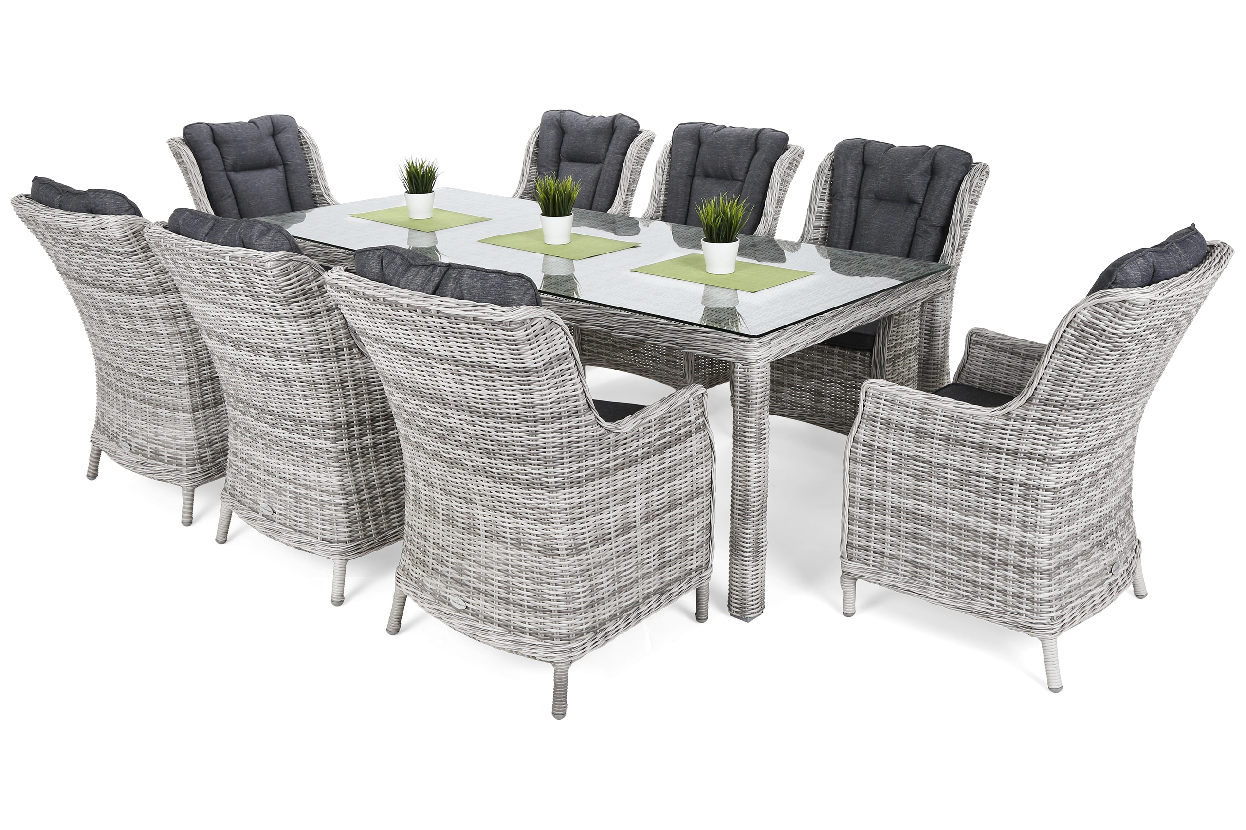 Lauko baldų komplektas Bristol 230 cm Šviesiai Pilkas 8+1