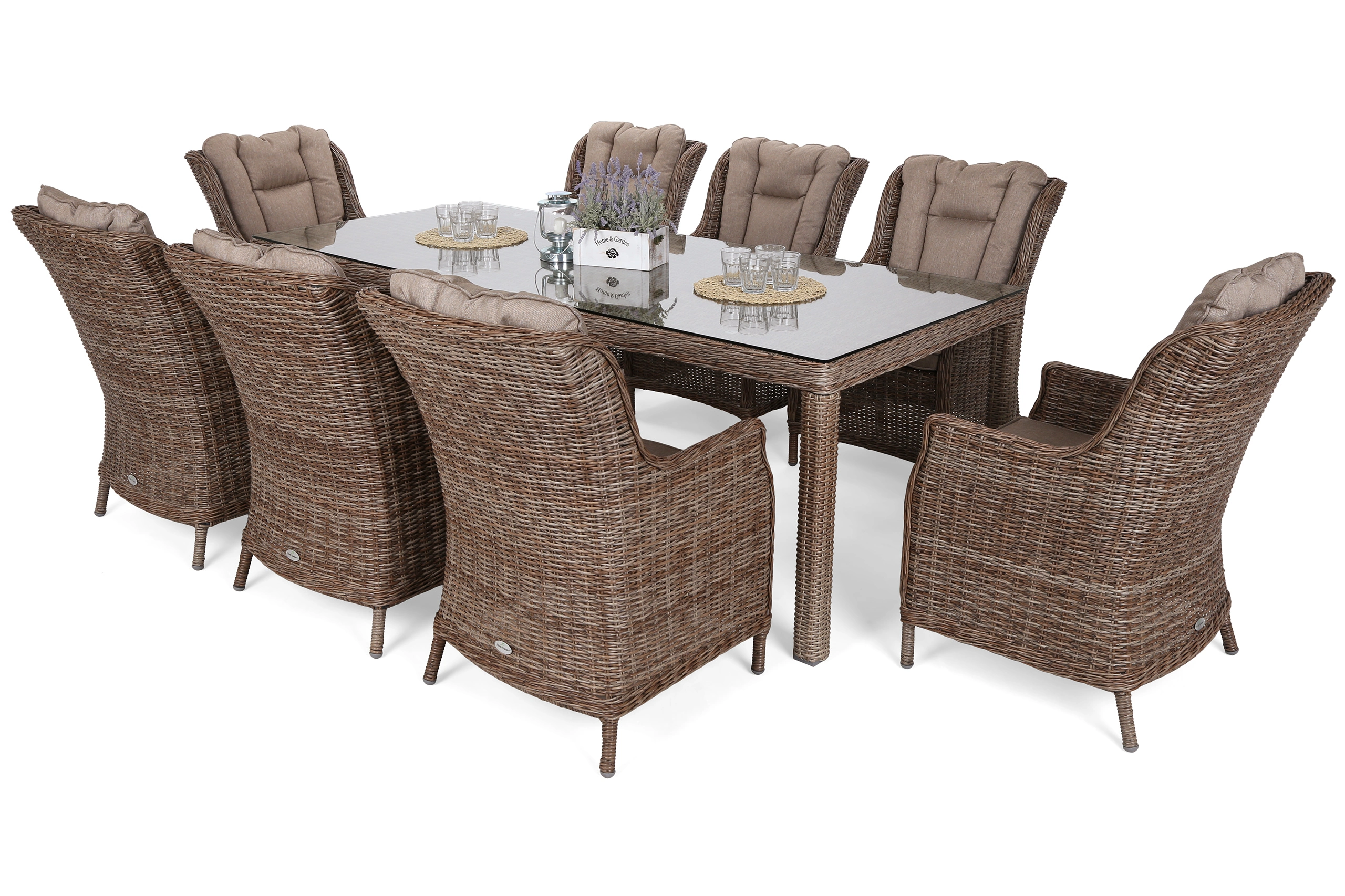 Lauko baldų komplektas Bristol 230 cm Rudas 8+1