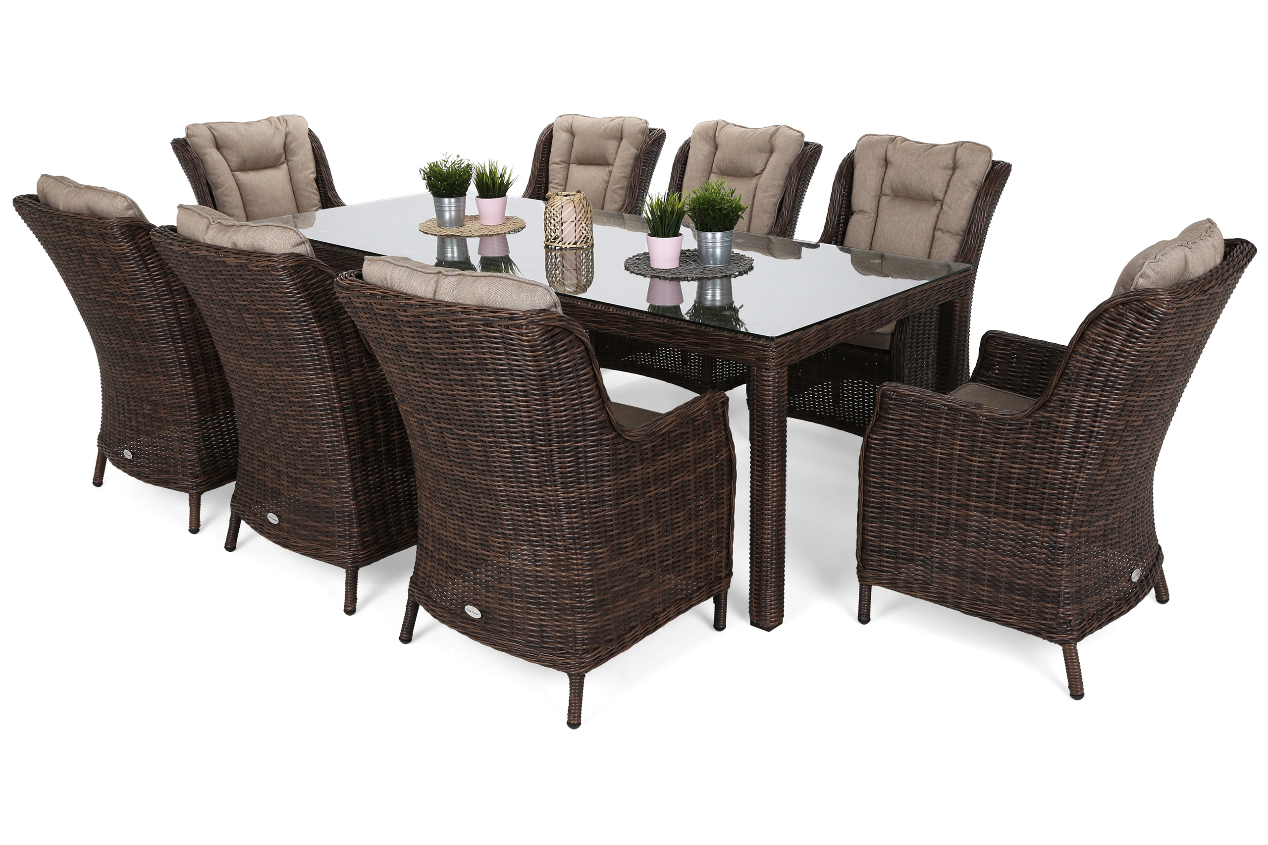 Lauko baldų komplektas Bristol 230 cm Tamsiai rudas 8+1