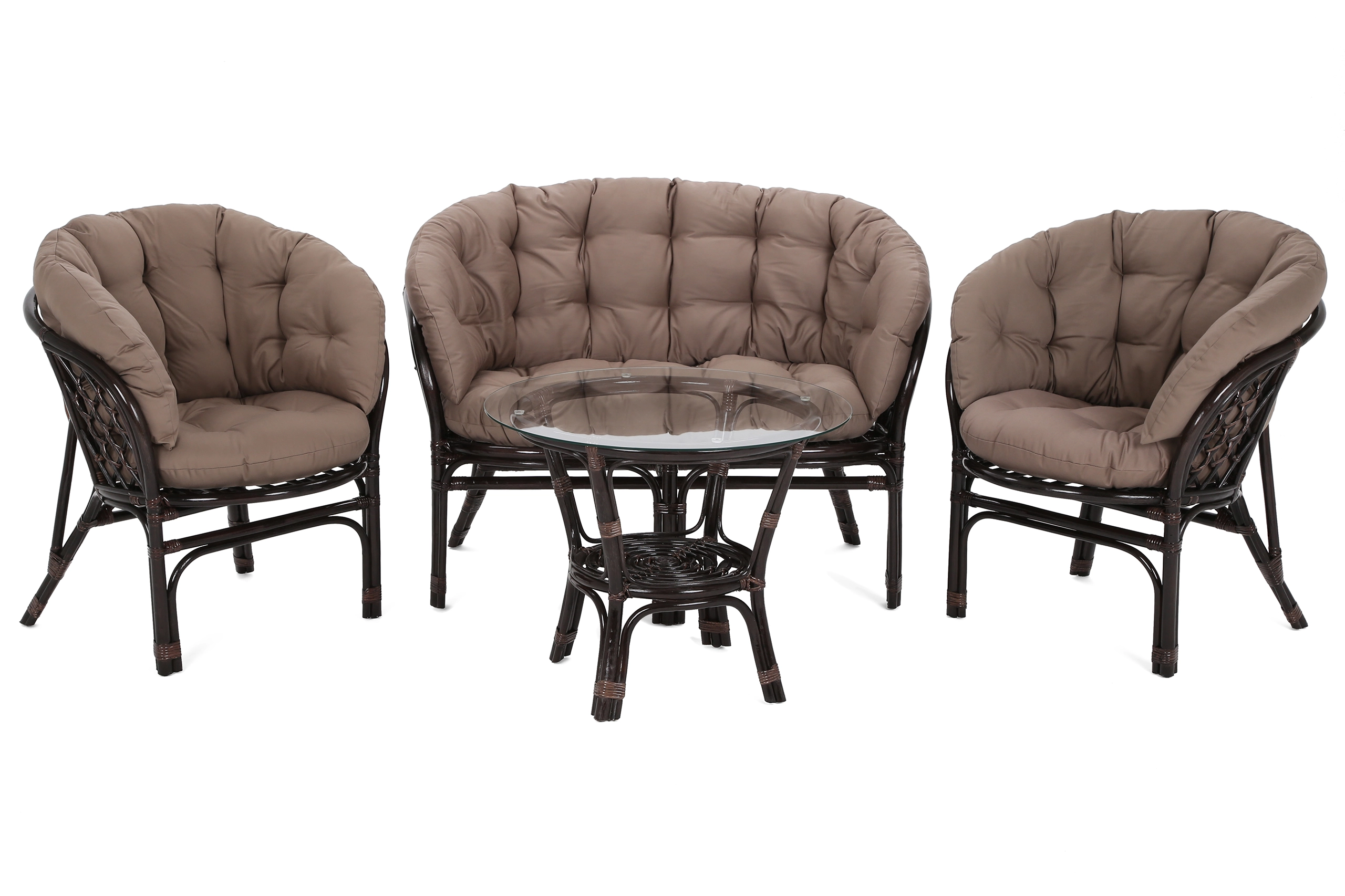 Lauko baldų komplektas Bahama Tamsiai rudas/ beige 3+1