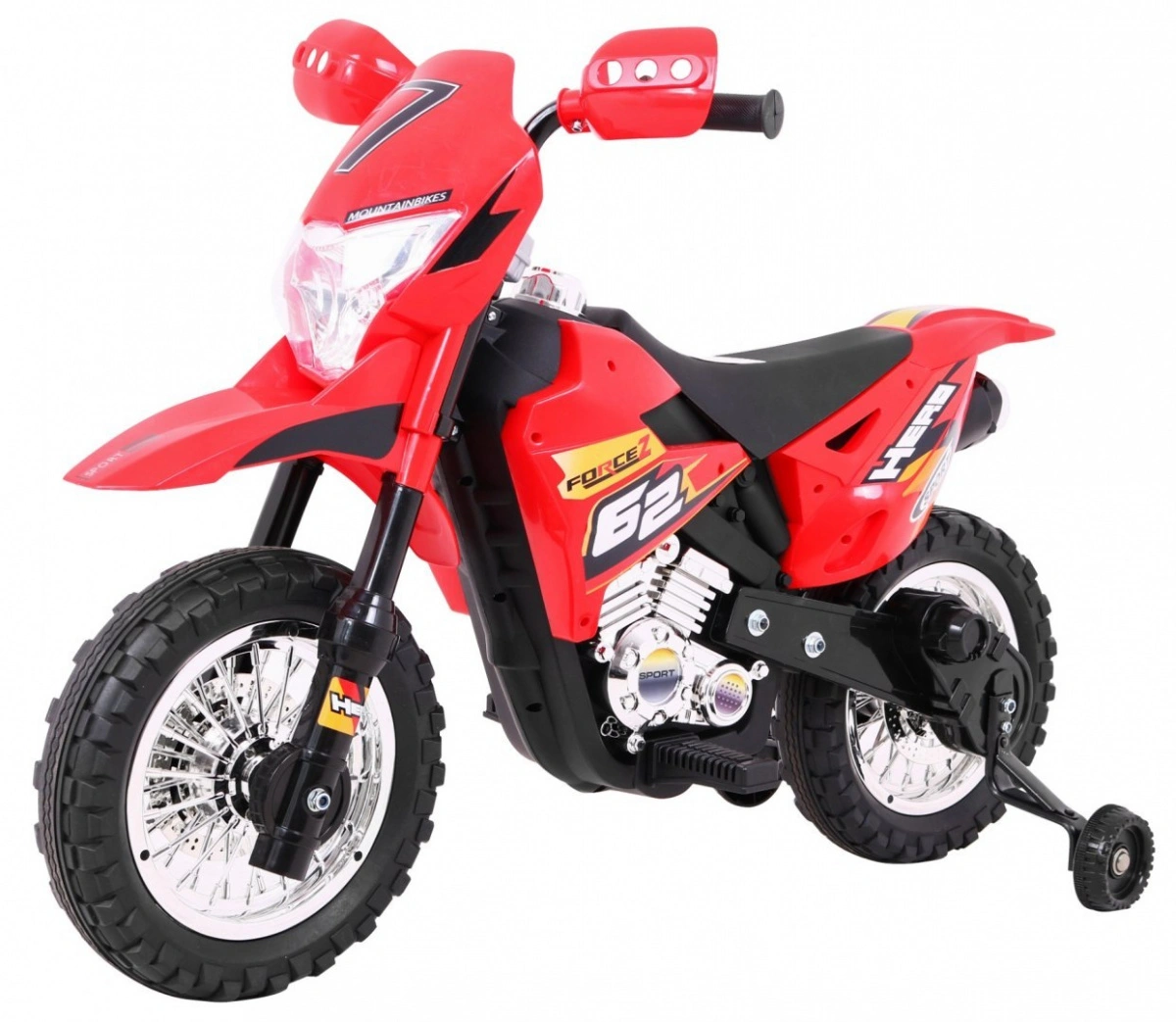 Elektrinis krosinis motociklas, raudonas