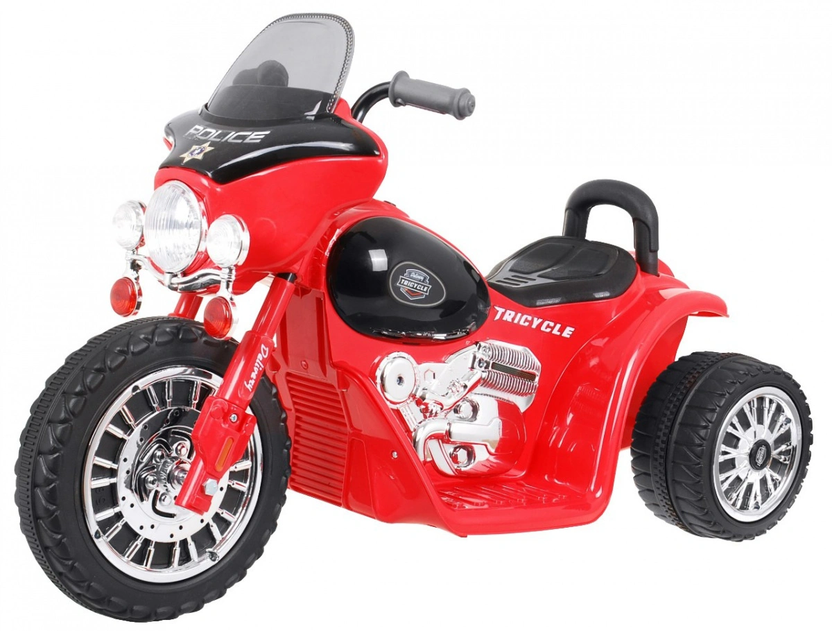 Elektrinis triratis motociklas Chopper, raudonas