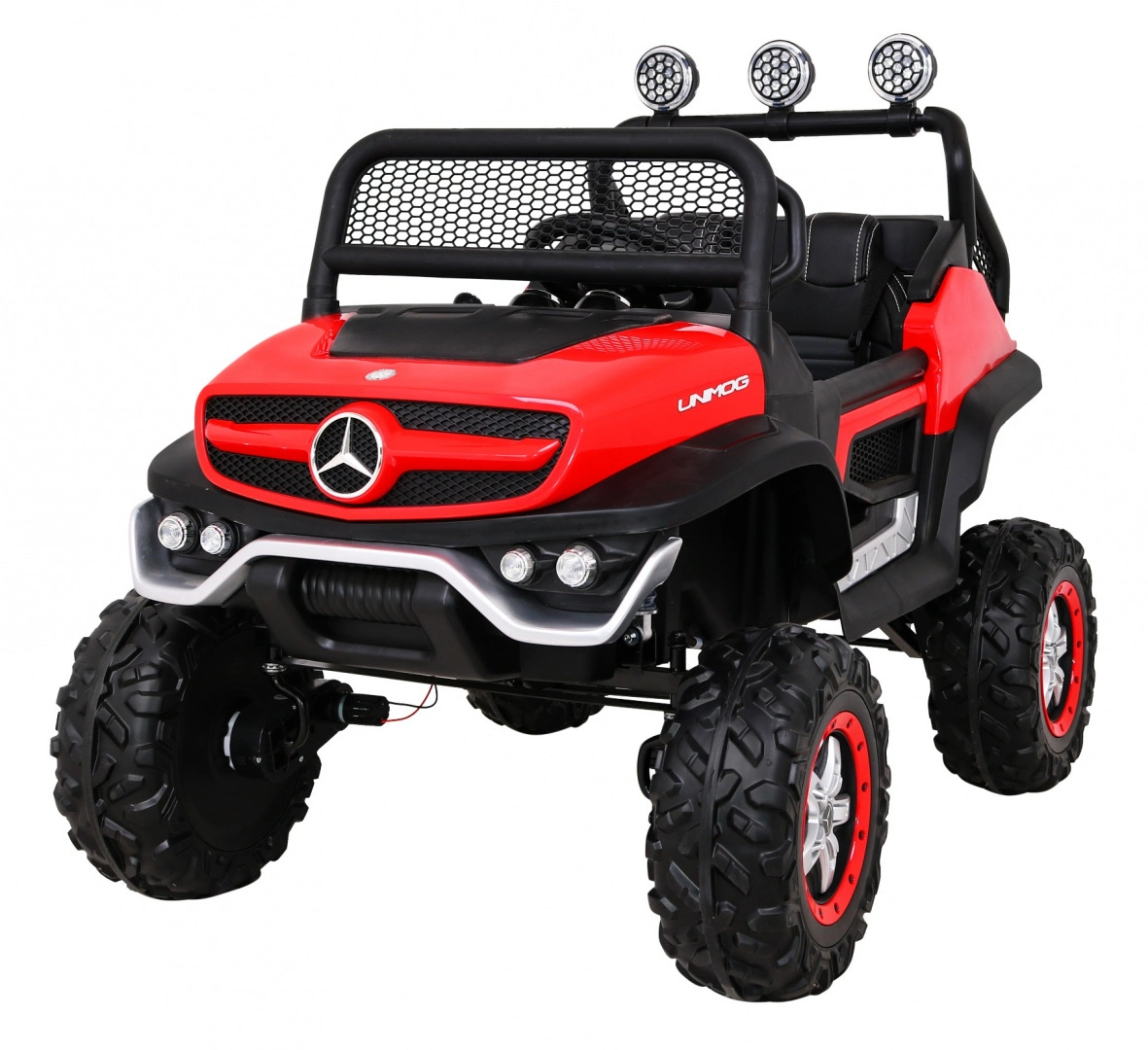 Elektromobilis Mercedes BENZ UNIMOG, raudonas