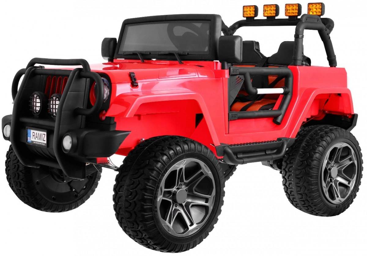 Elektromobilis The Monster Jeep 4 x 4, raudonas