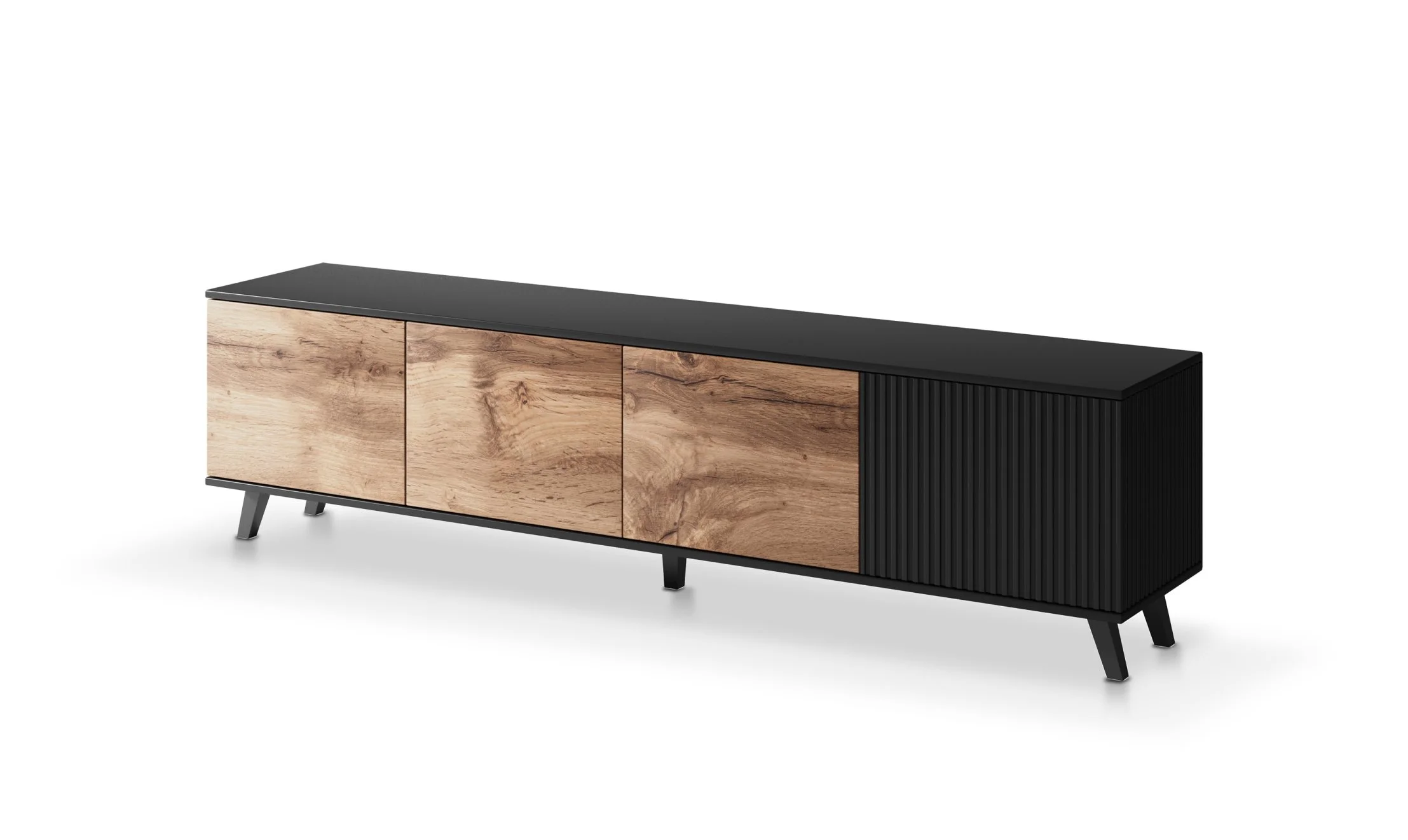 TV staliukas RANDOM RTV-3 200 cm, ąžuolo, juoda