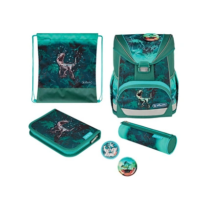 Mokyklinės kuprinės rinkinys HERLITZ ULTRALIGHT PLUS - Green Rex, 50043712