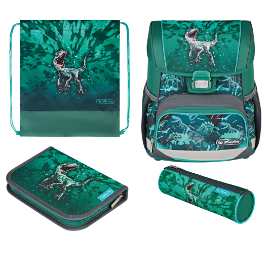 Mokyklinė kuprinės rinkinys HERLITZ LOOP PLUS - Green Rex, 50043101
