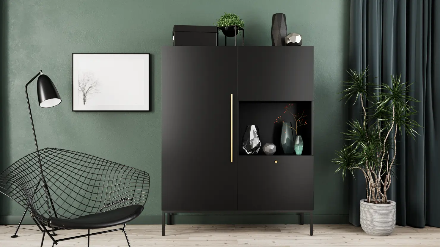 Vitrininė spintelė Lanzzi 120 juoda