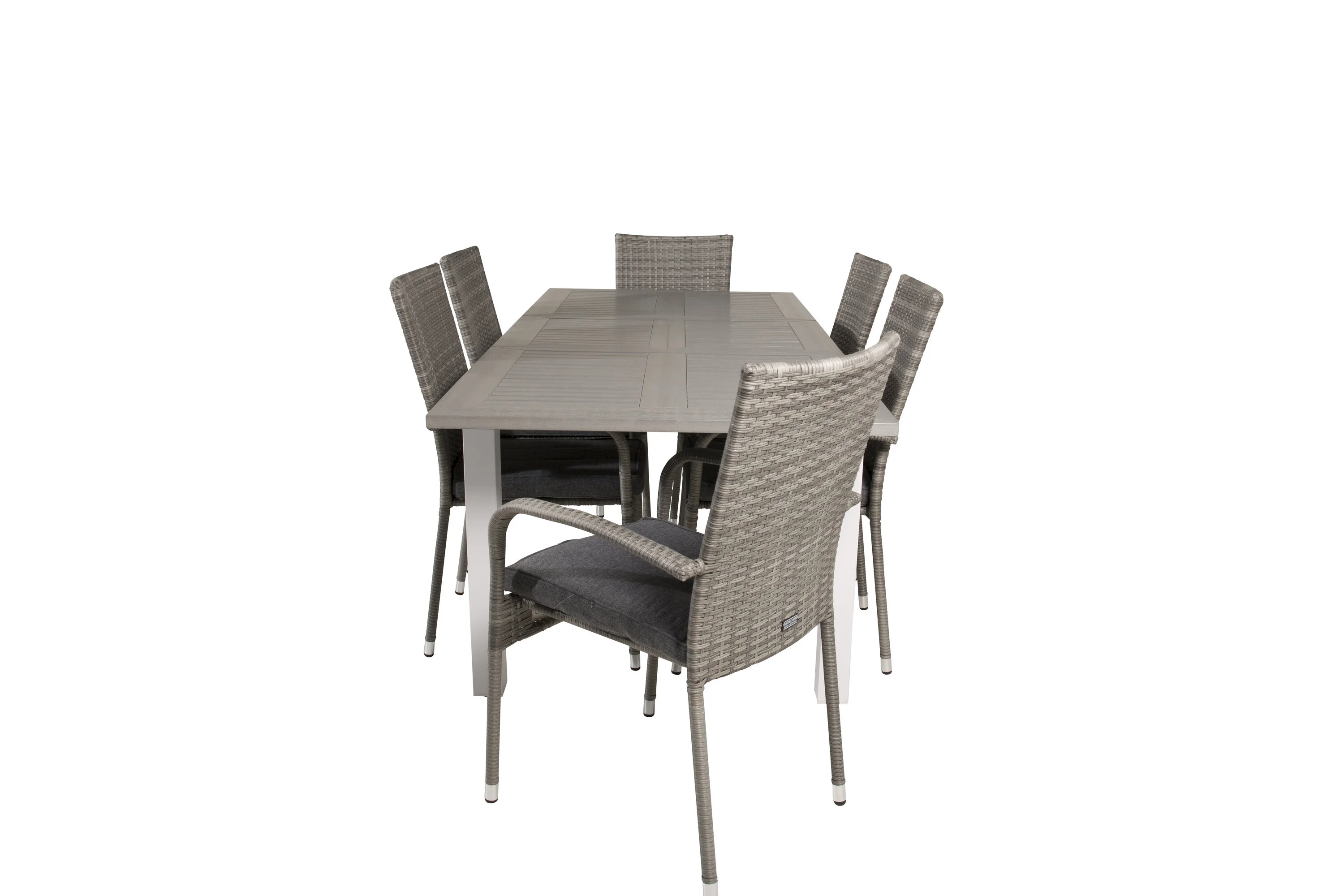 Valgomojo komplektas Albany stalas, 6 kėdės Anna, pilkas