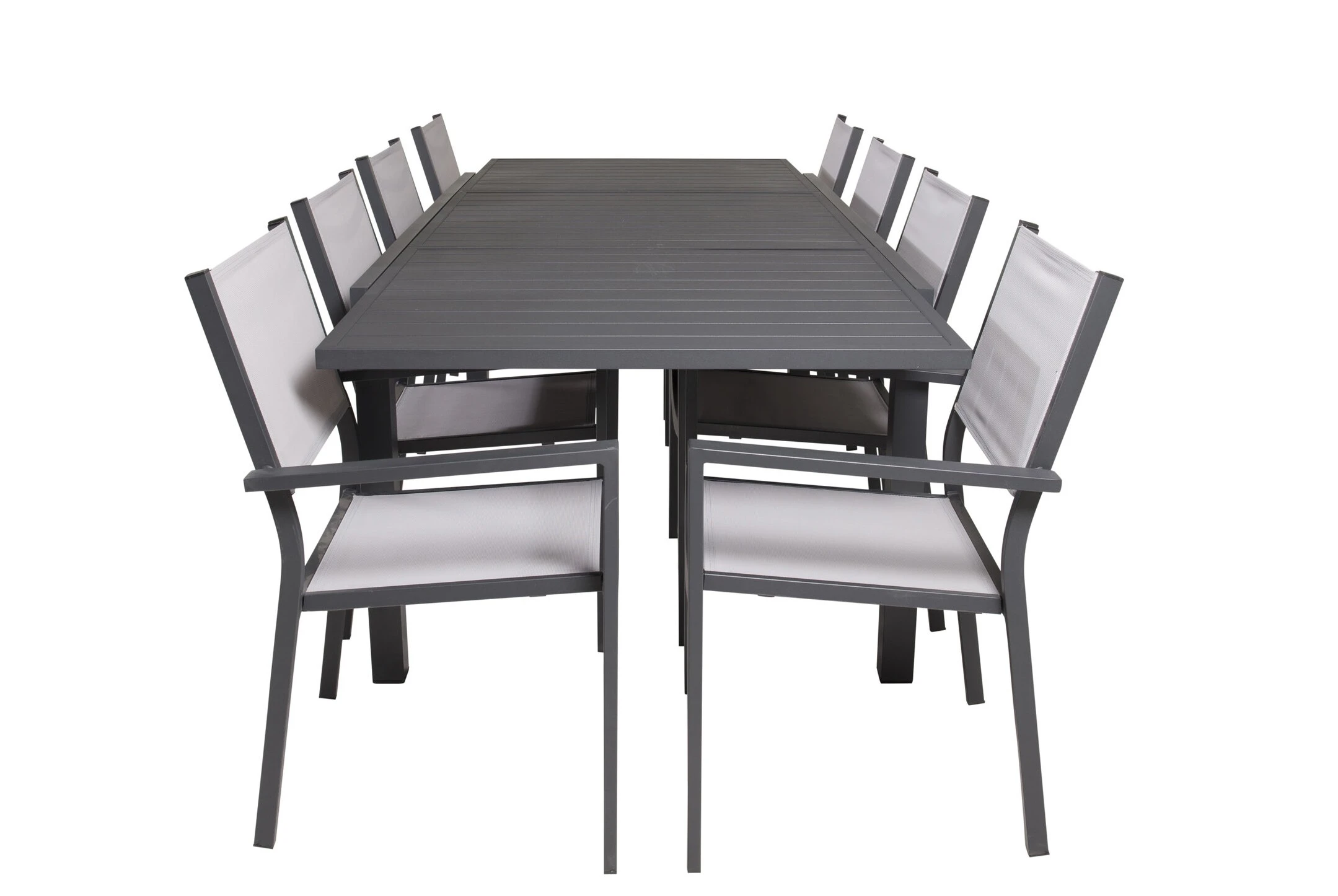 Valgomojo komplektas Marbella stalas, 8 kėdės Copacabana, pilkas