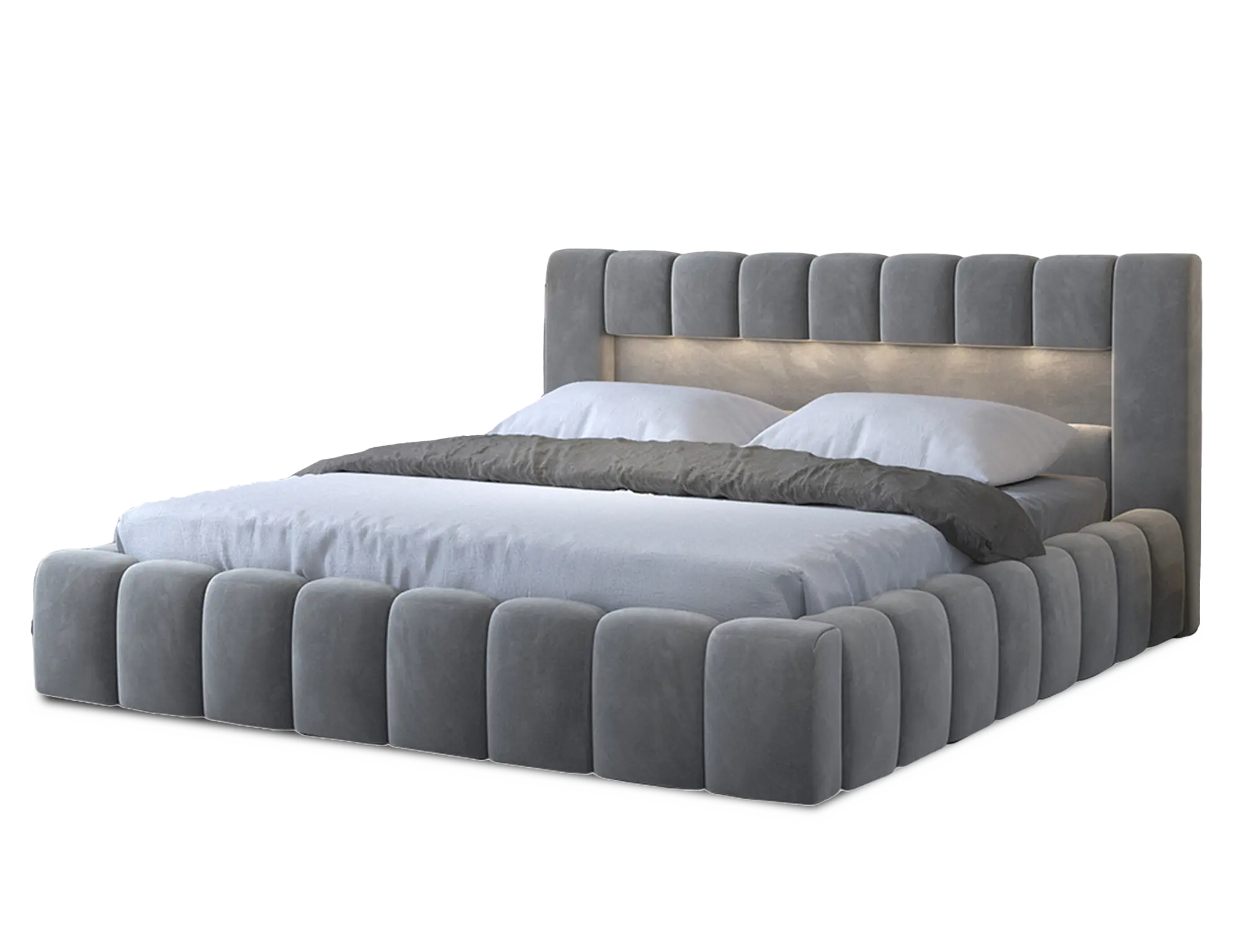 Lova su patalynės dėžė Lamica Monolith 85, 180x200, pilka spalva