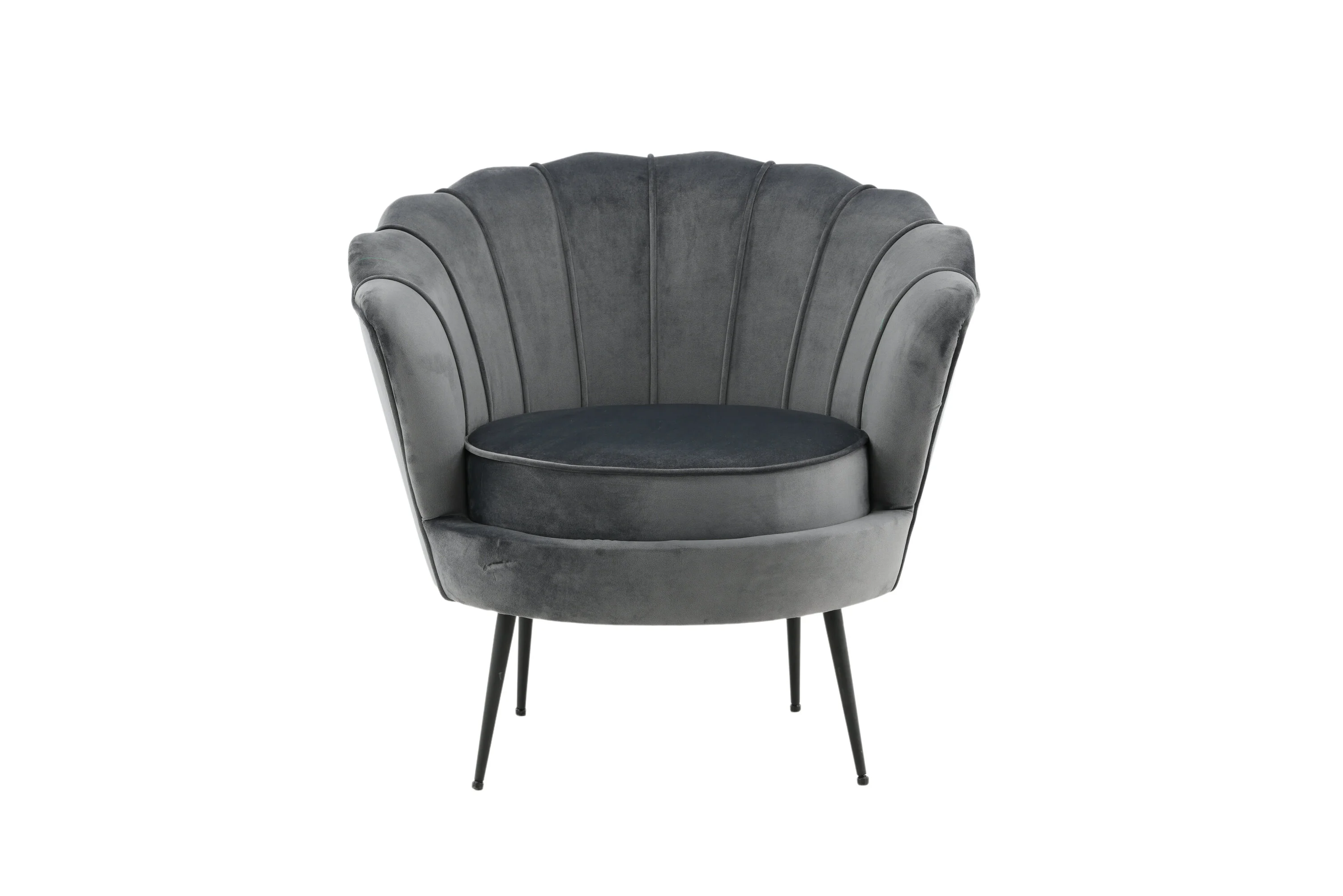 Fotelis Calais - juodas / tamsiai pilkas velvetas