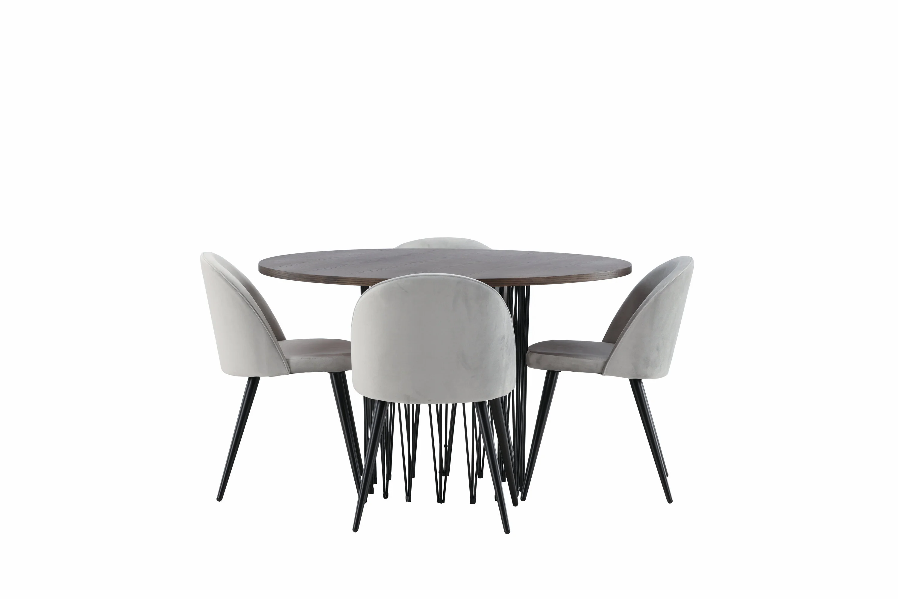 Valgomojo komplektas stalas Stone round su 4 kėdėmis Velvet