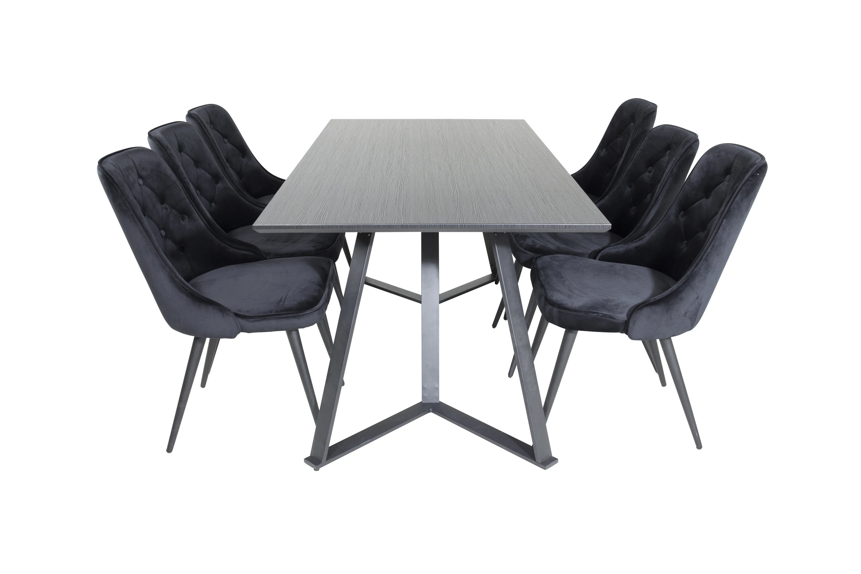 Marina Valgomojo stalas - juodas viršus / juodos kojos + Velvet Deluxe valgomojo kėdė - juoda / juoda_6