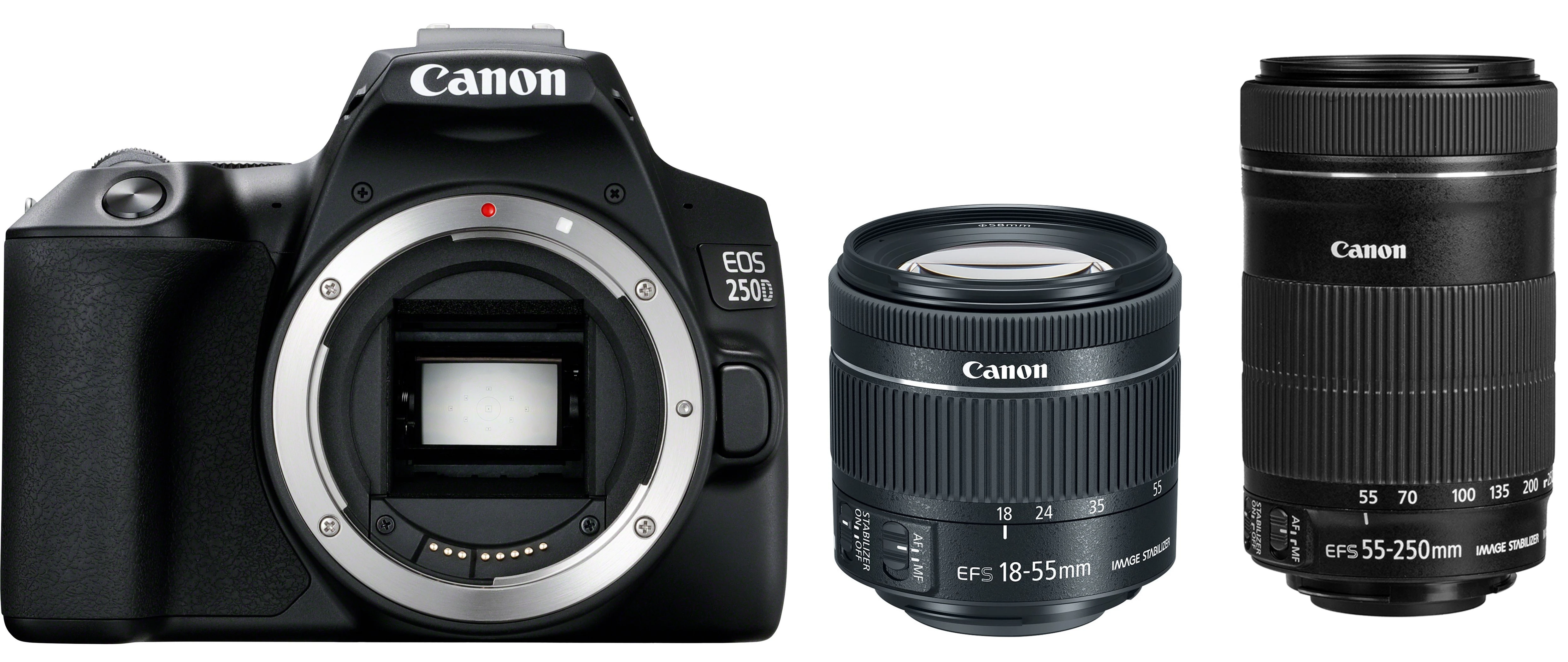 „Canon EOS 250D“ + EF-S 18–55 mm IS STM + EF-S 55–250 mm IS STM