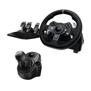 Žaidimų vairas Logitech G920 + Driving force pavarų perjungimo svirtis Xbox One / PC