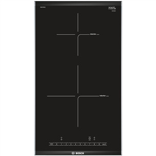 Bosch Serie 6 Domino, plotis 30,6 cm, nerūdijančio plieno rėmas, juoda - Įmontuojama indukcinė kaitlentė