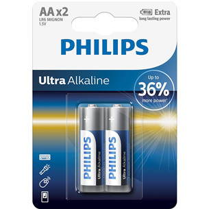 Philips Ultra Alkaline, AA, 2 vnt. - Elementai