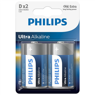 Philips Ultra Alkaline, D, 2 vnt. - Elementai