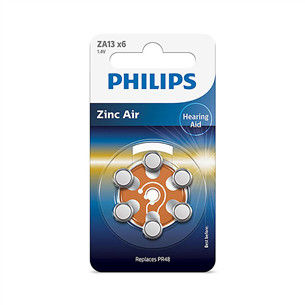 Philips Zinc Air, ZA13/PR48, 1.4V, 6 vnt. - Elementai